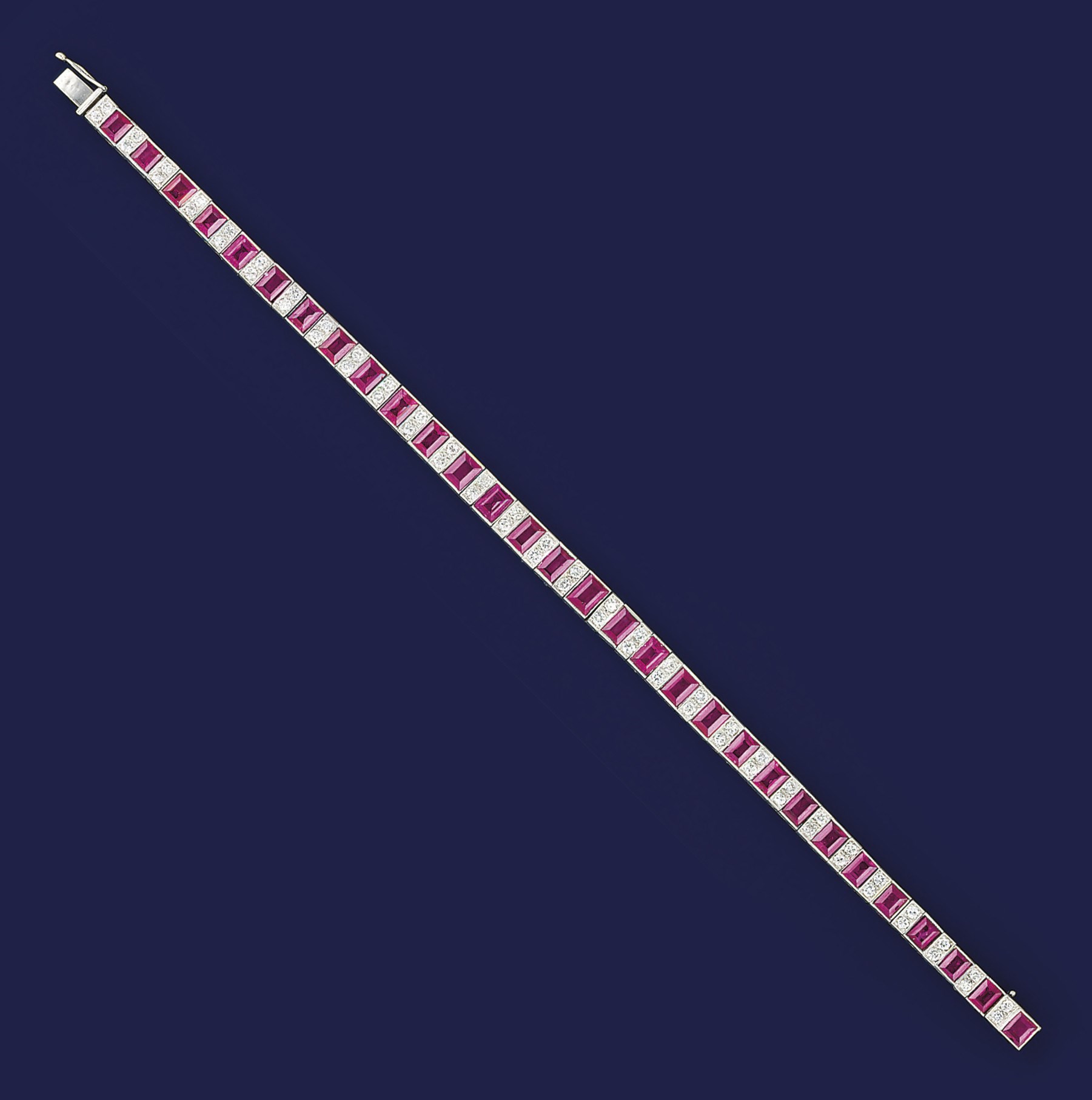 An Art Deco ruby and diamond bracelet
