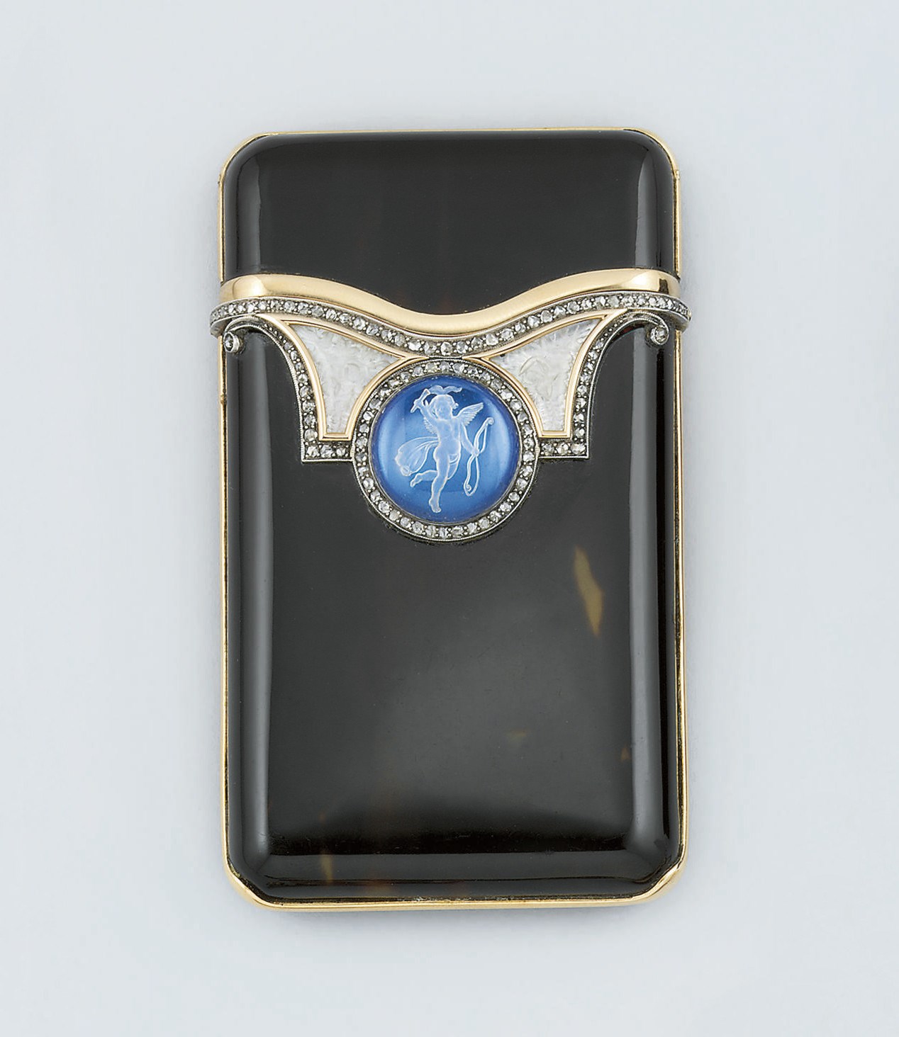 An early 20th century diamond-set tortoiseshell card case
