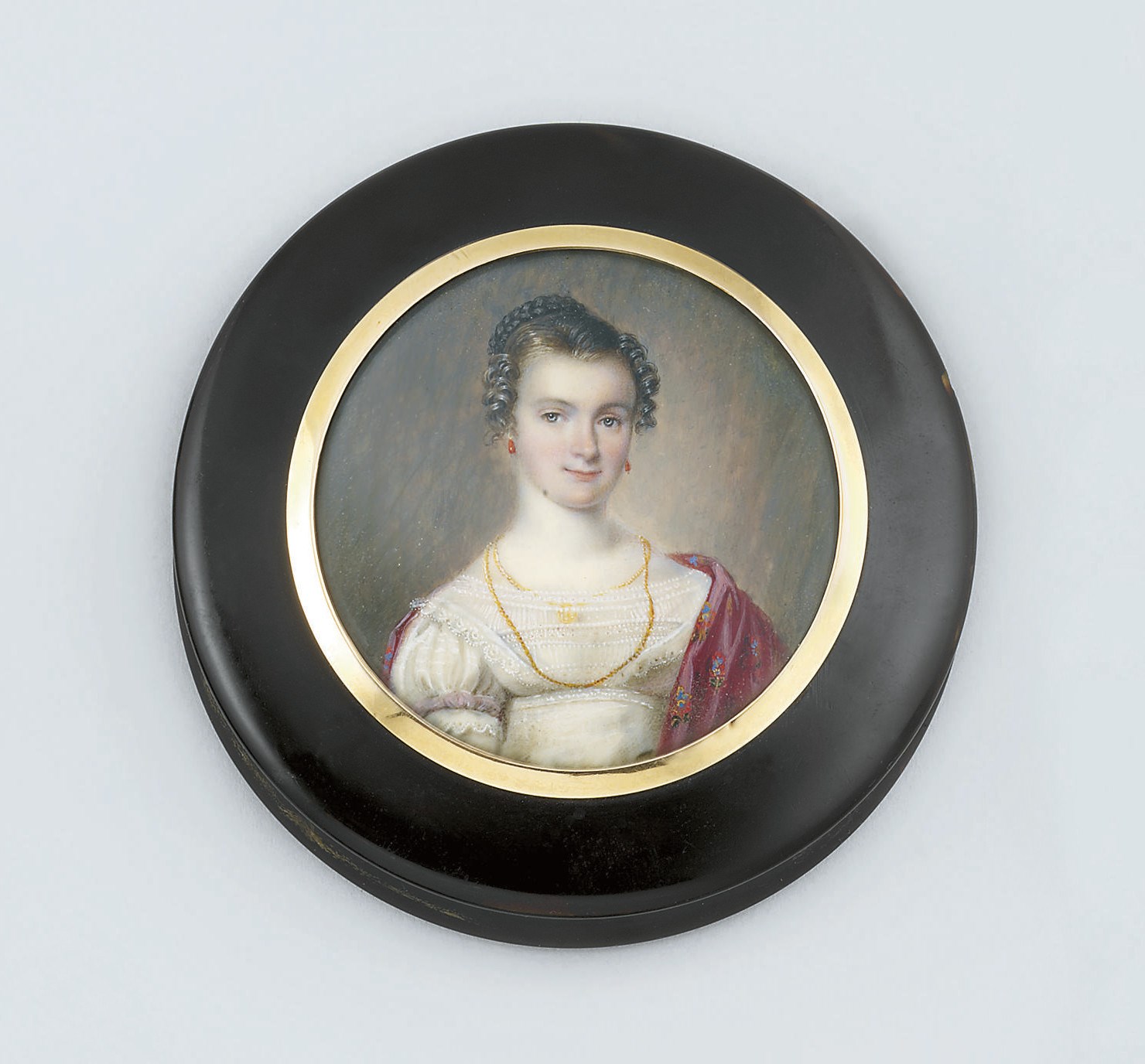 An early 19th century portrait miniature set tortoiseshell box