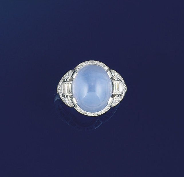 A star sapphire and diamond ring