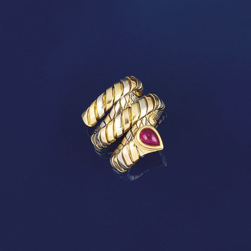 A ruby set tubogas ring, by Bulgari