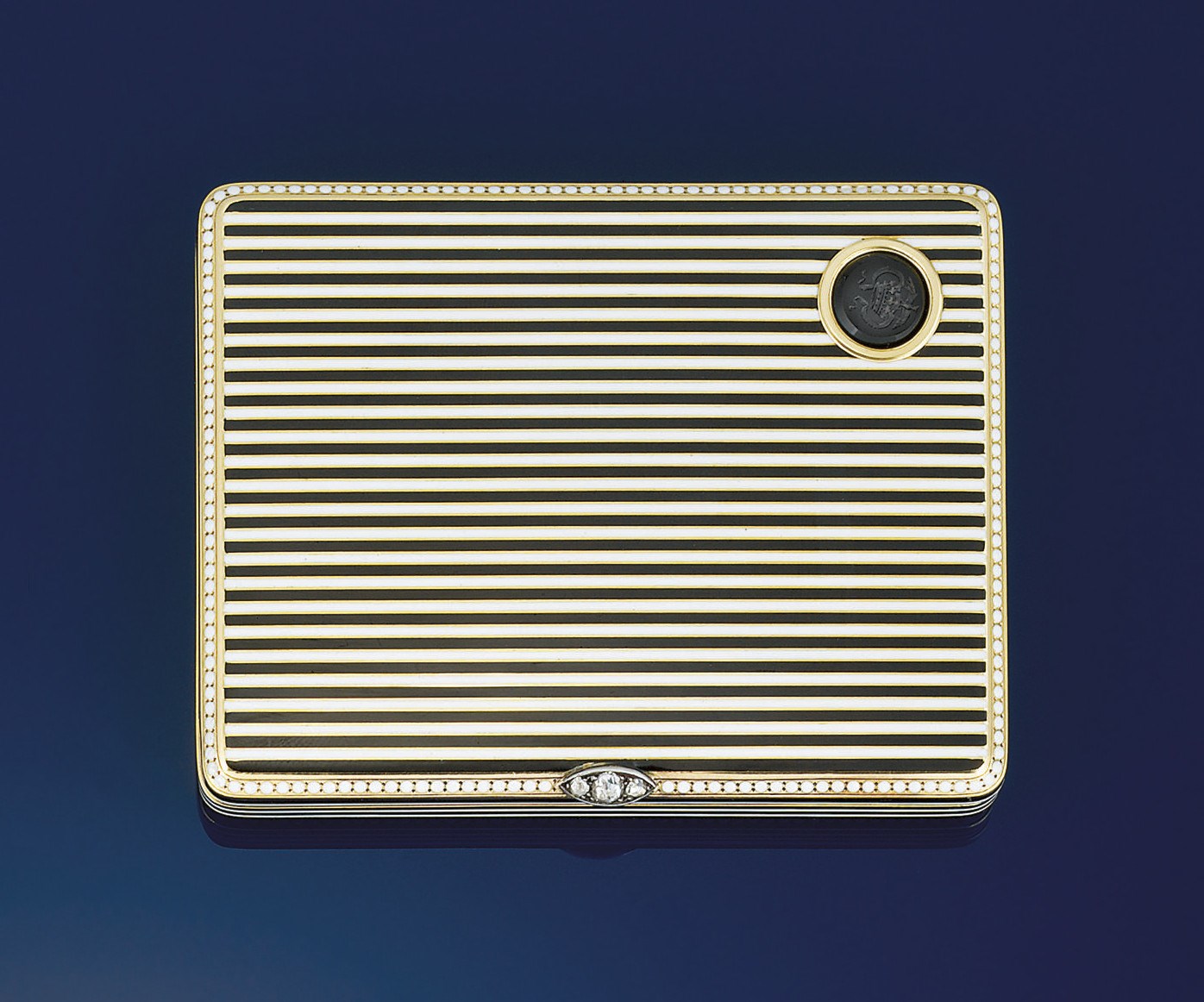 An Art Deco gold, enamel and diamond compact by Cartier