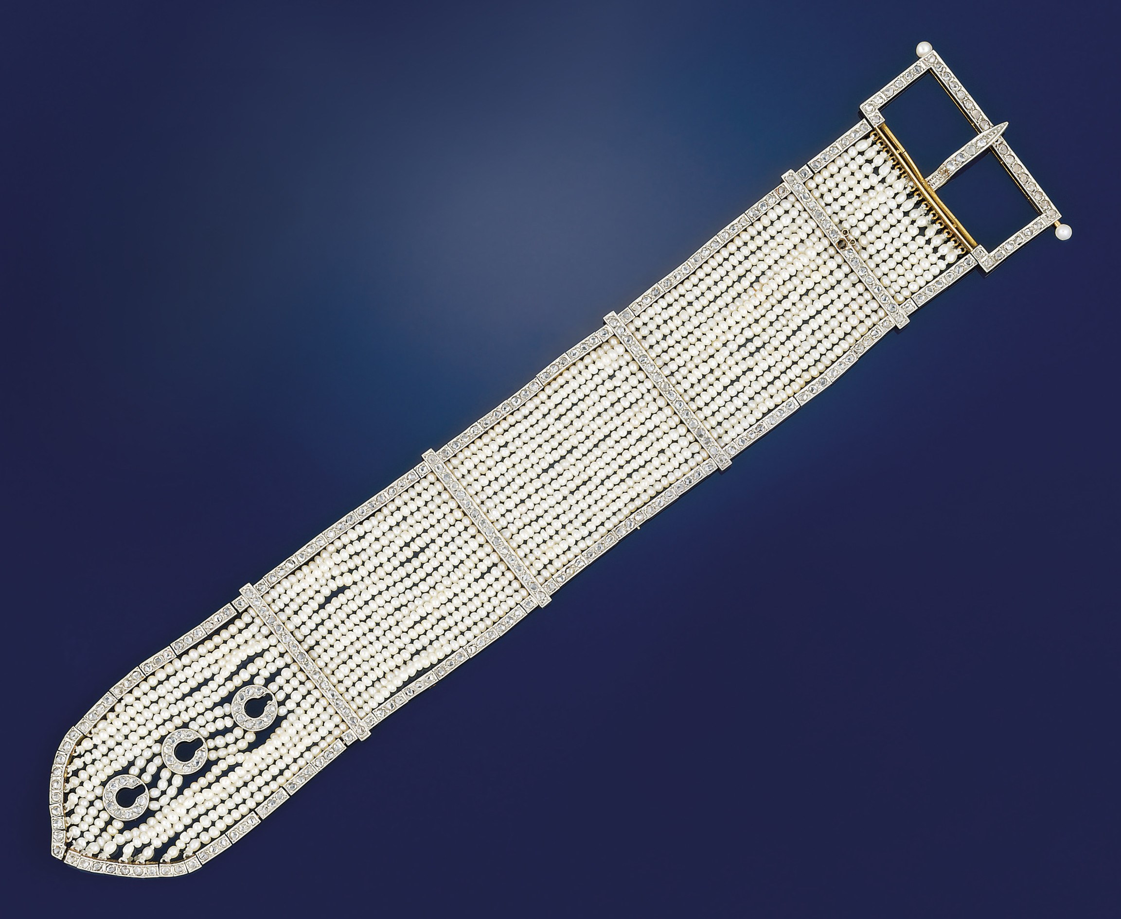 A Belle Epoque seed pearl and diamond bracelet