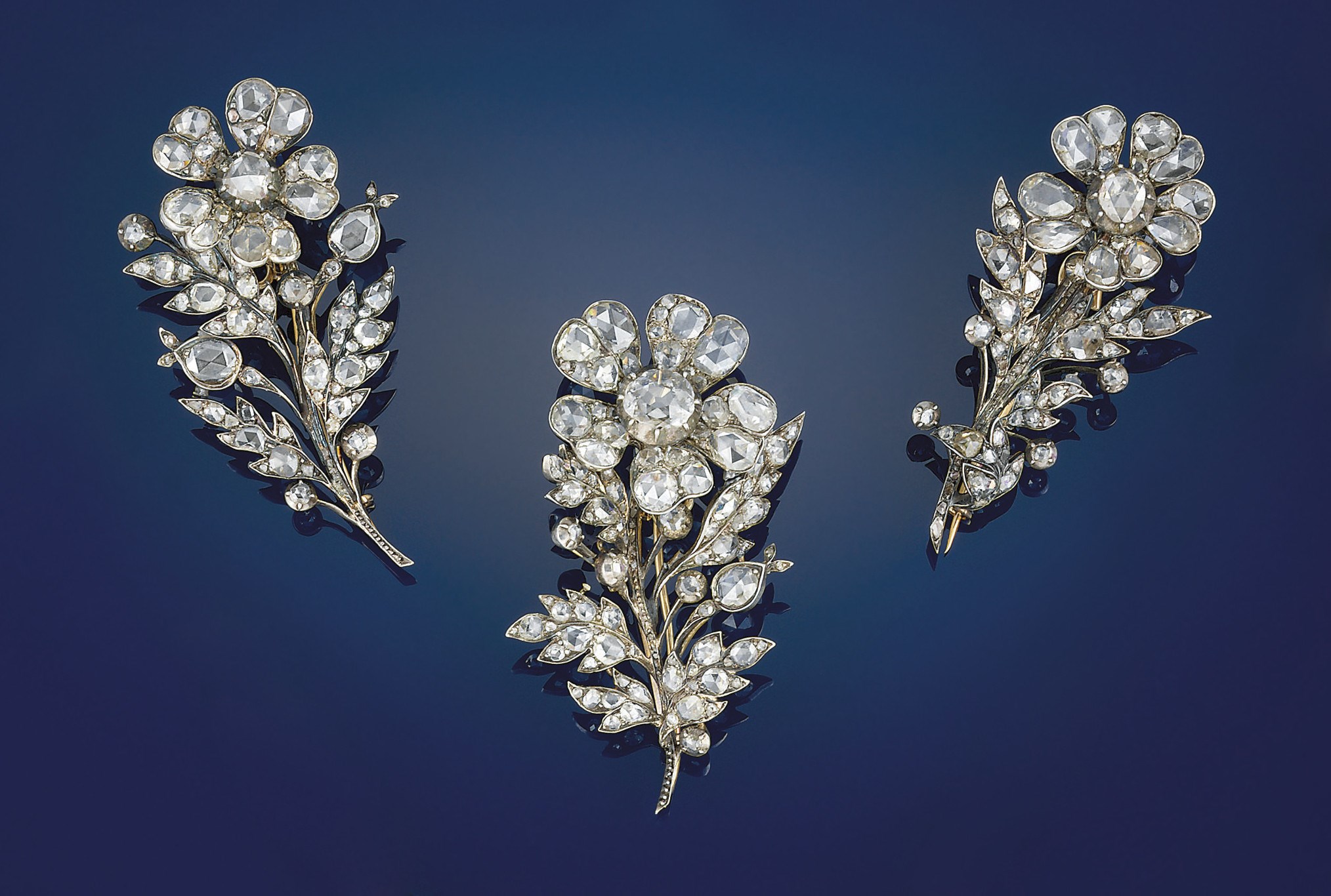 A suite of three Victorian diamond brooches