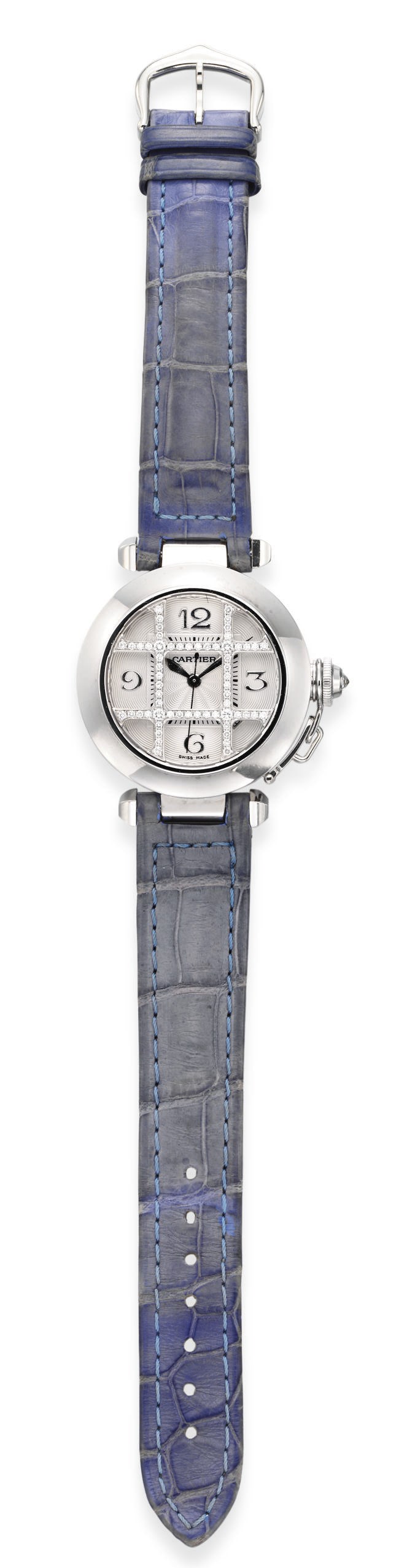 A DIAMOND AND WHITE GOLD "PASHA" WRISTWATCH, BY CARTIER