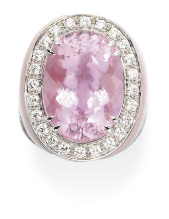 A KUNZITE, DIAMOND AND OPAL RING, BY MARGHERITA BURGENER