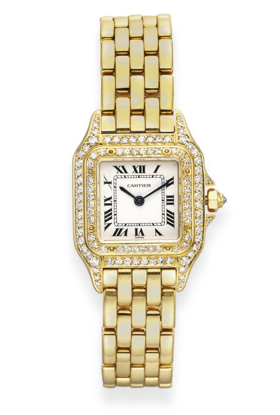 A DIAMOND AND GOLD "PANTHERE" WRISTWATCH, BY CARTIER