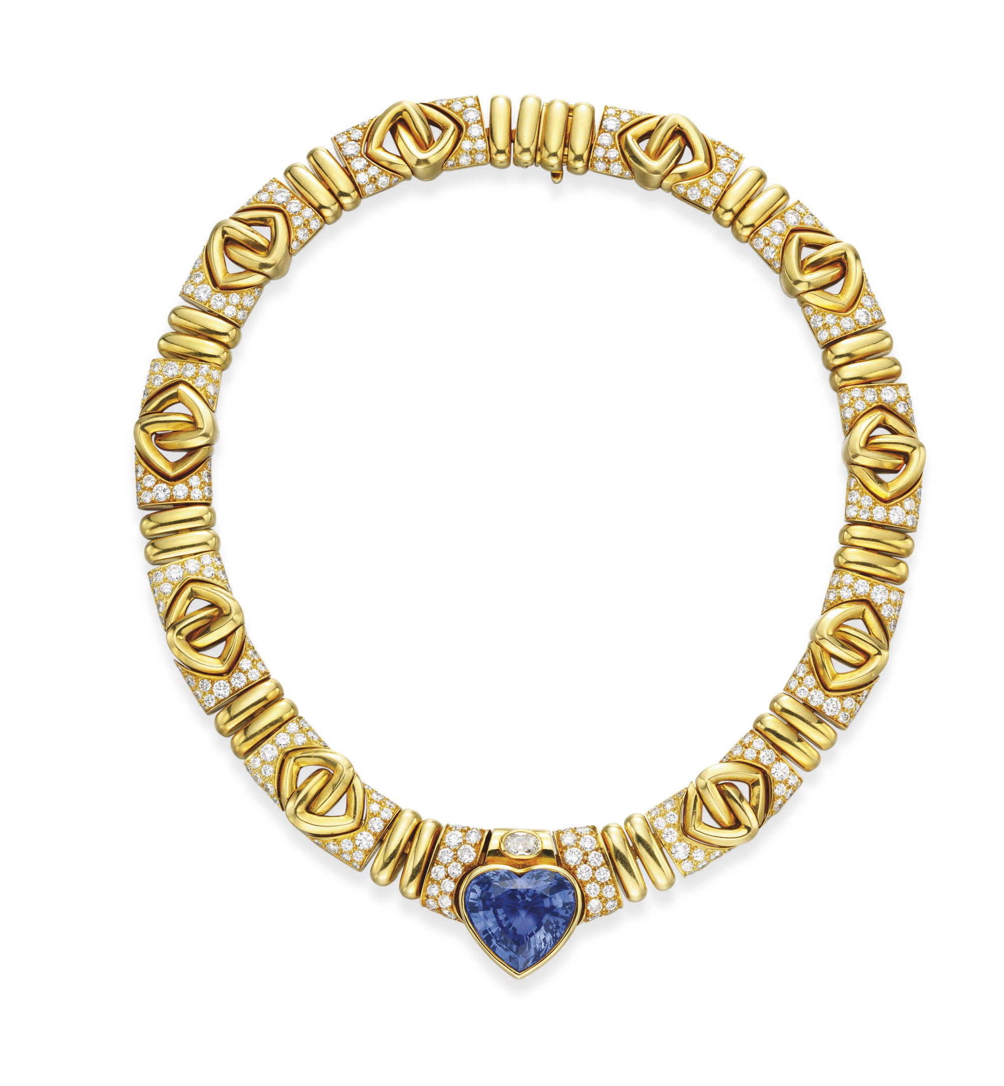 A SAPPHIRE AND DIAMOND NECKLACE, BY BULGARI