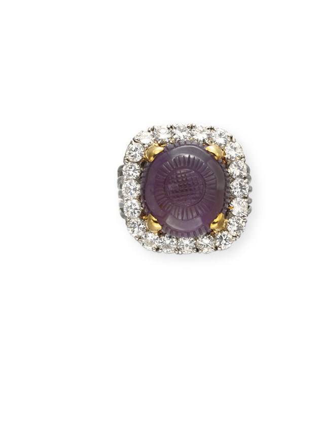 AN AMETHYST AND DIAMOND RING, BY MARCHAK