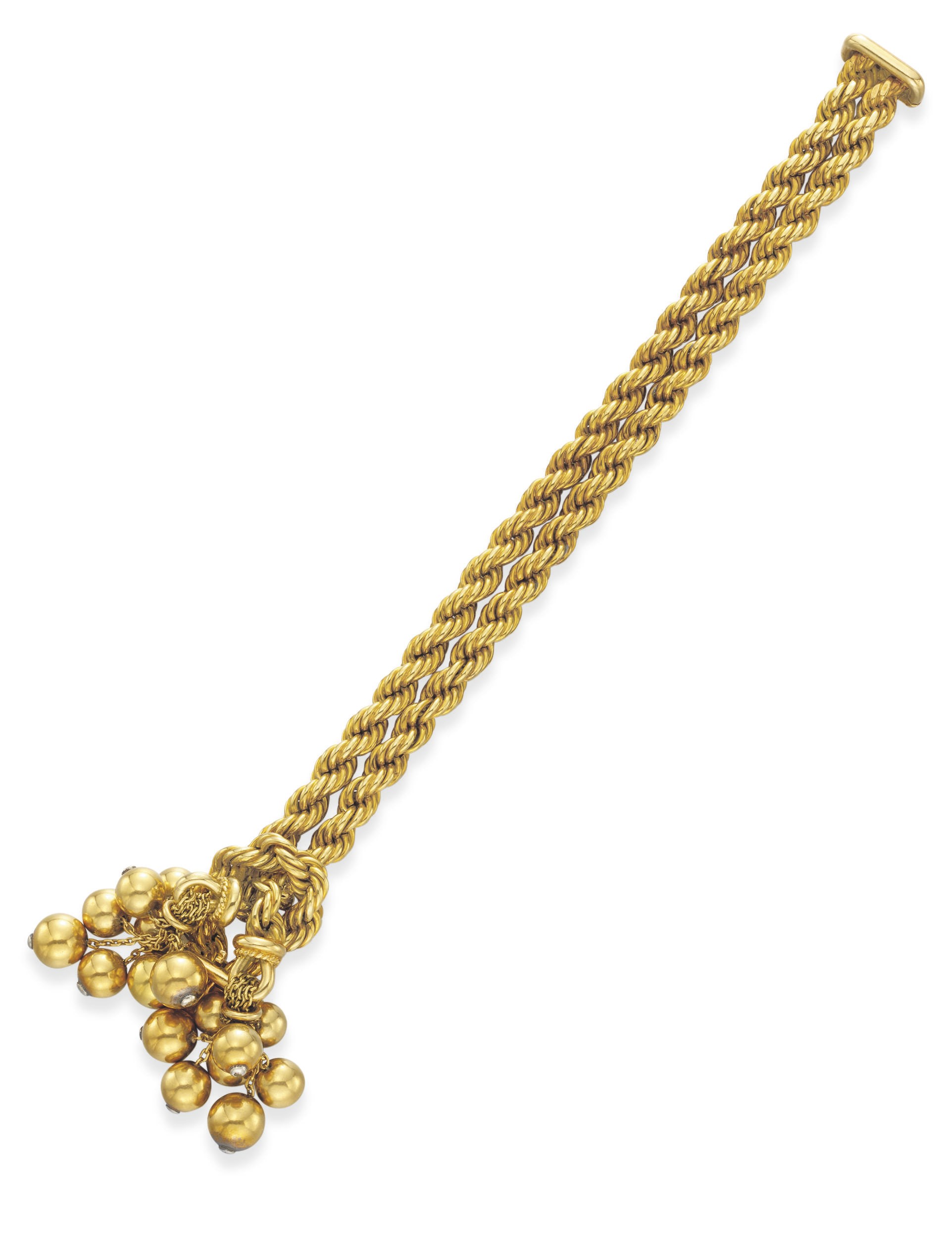 A GOLD AND DIAMOND TASSEL BRACELET, BY MARCHAK