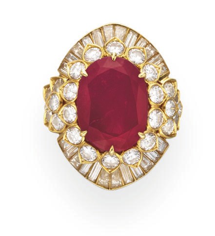 A RUBY AND DIAMOND RING