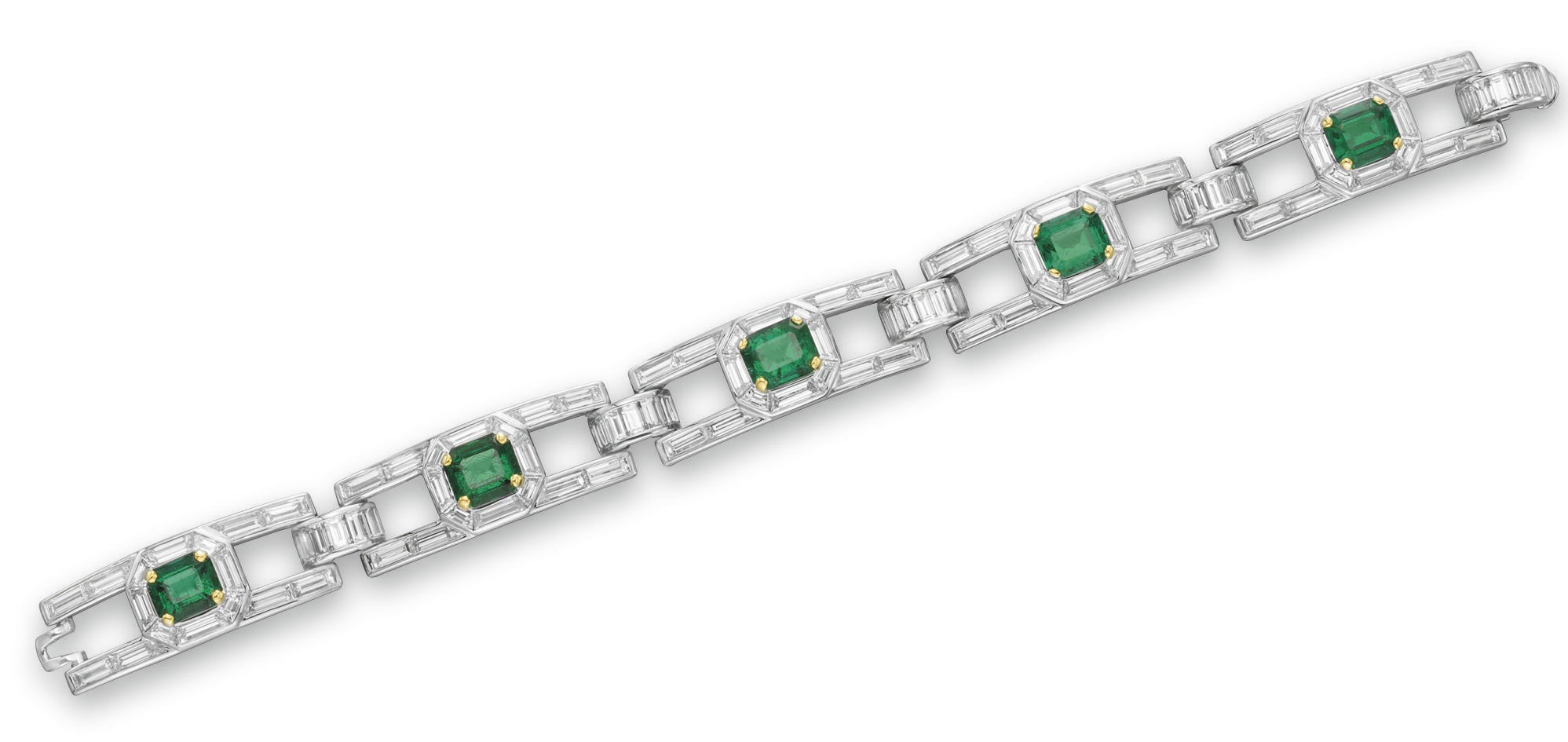 AN EMERALD AND DIAMOND BRACELET, BY TIFFANY & CO.
