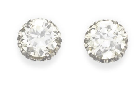 A PAIR OF DIAMOND EAR STUDS