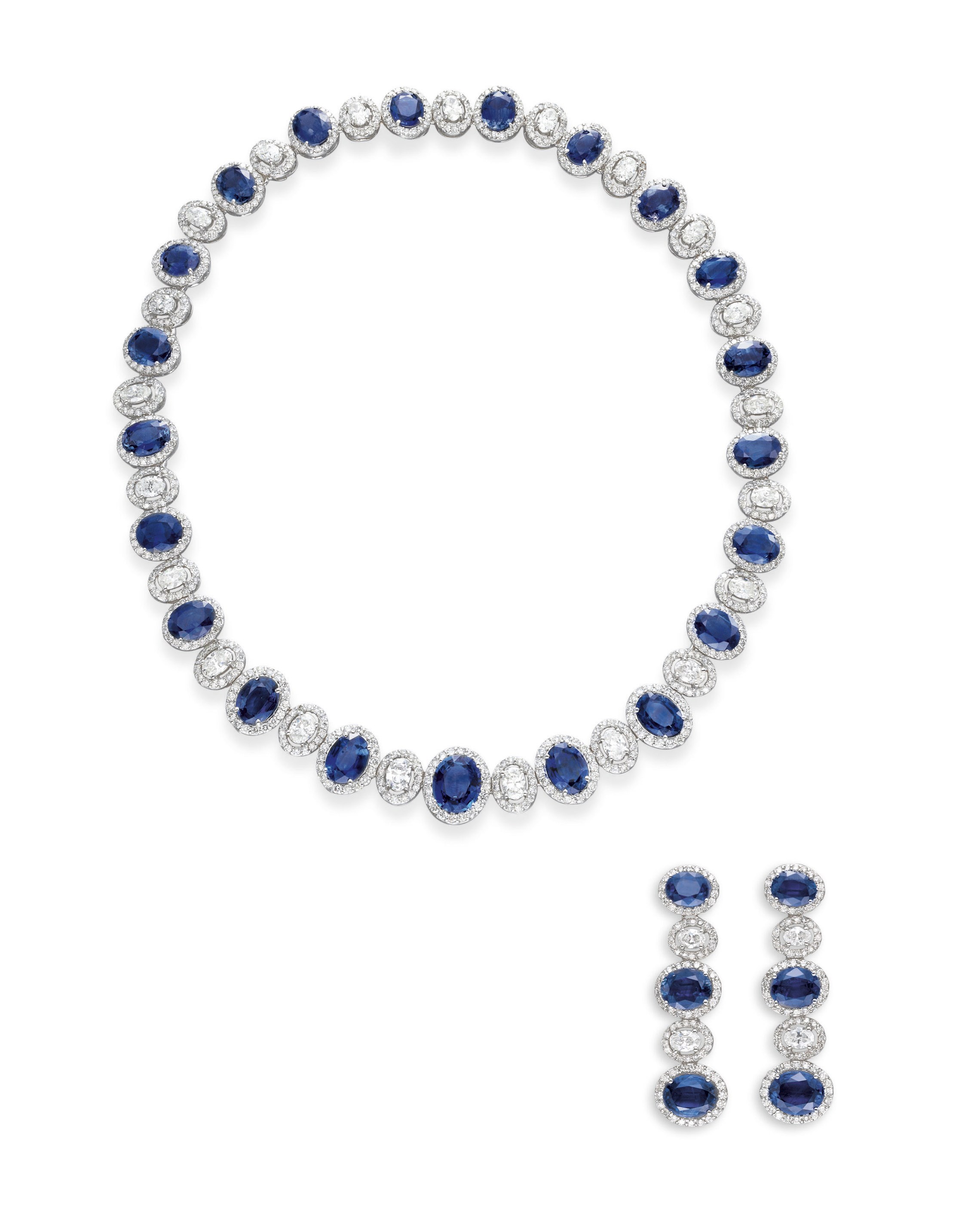 A SUITE OF SAPPHIRE AND DIAMOND JEWELRY