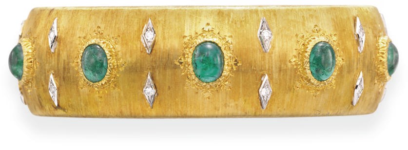 AN EMERALD, DIAMOND AND GOLD BRACELET, BY BUCCELLATI