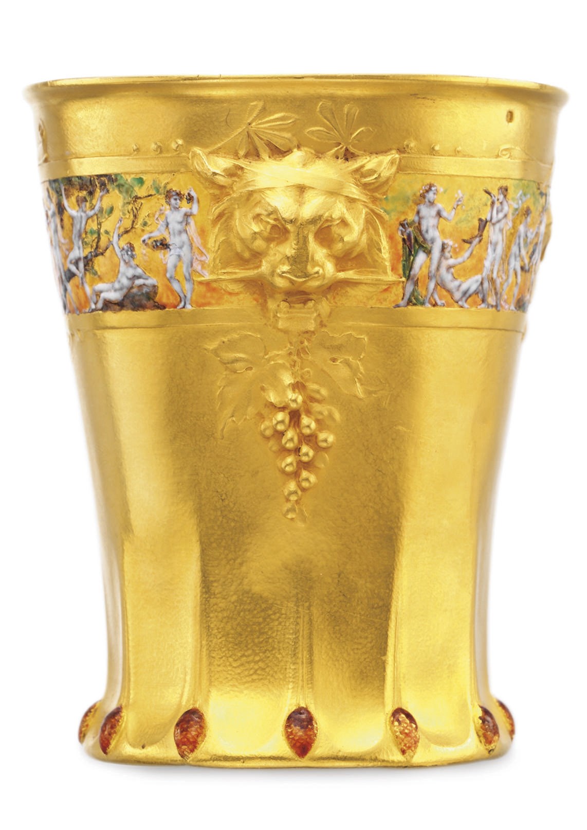 AN ART NOUVEAU GOLD AND ENAMEL BEAKER, BY JULES BRATEAU AND PAUL GRANDHOMME