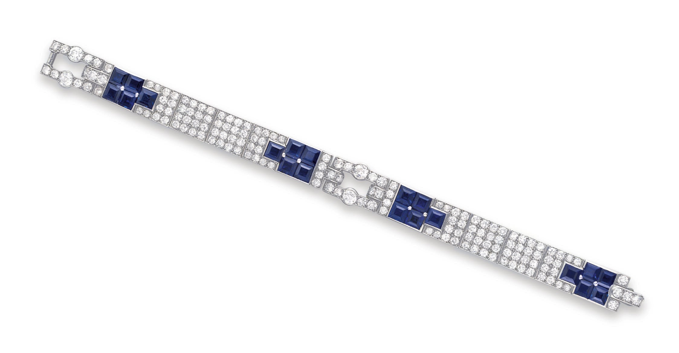 AN ART DECO SAPPHIRE AND DIAMOND BRACELET, BY CARTIER