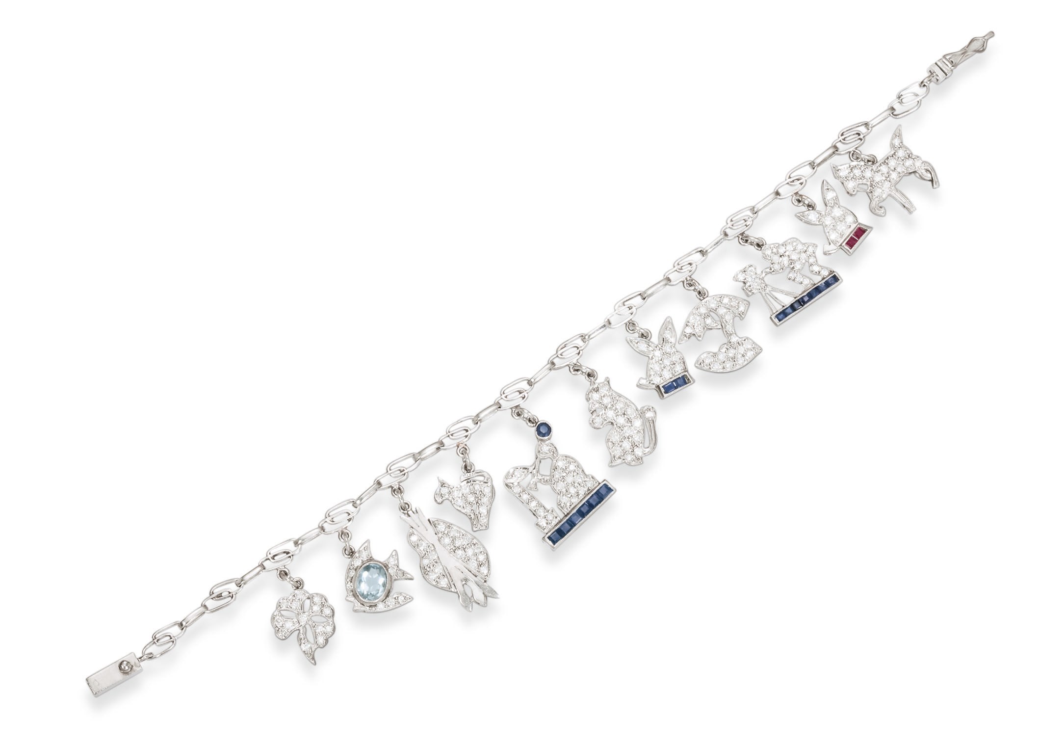 A MULTI-GEM AND DIAMOND CHARM BRACELET