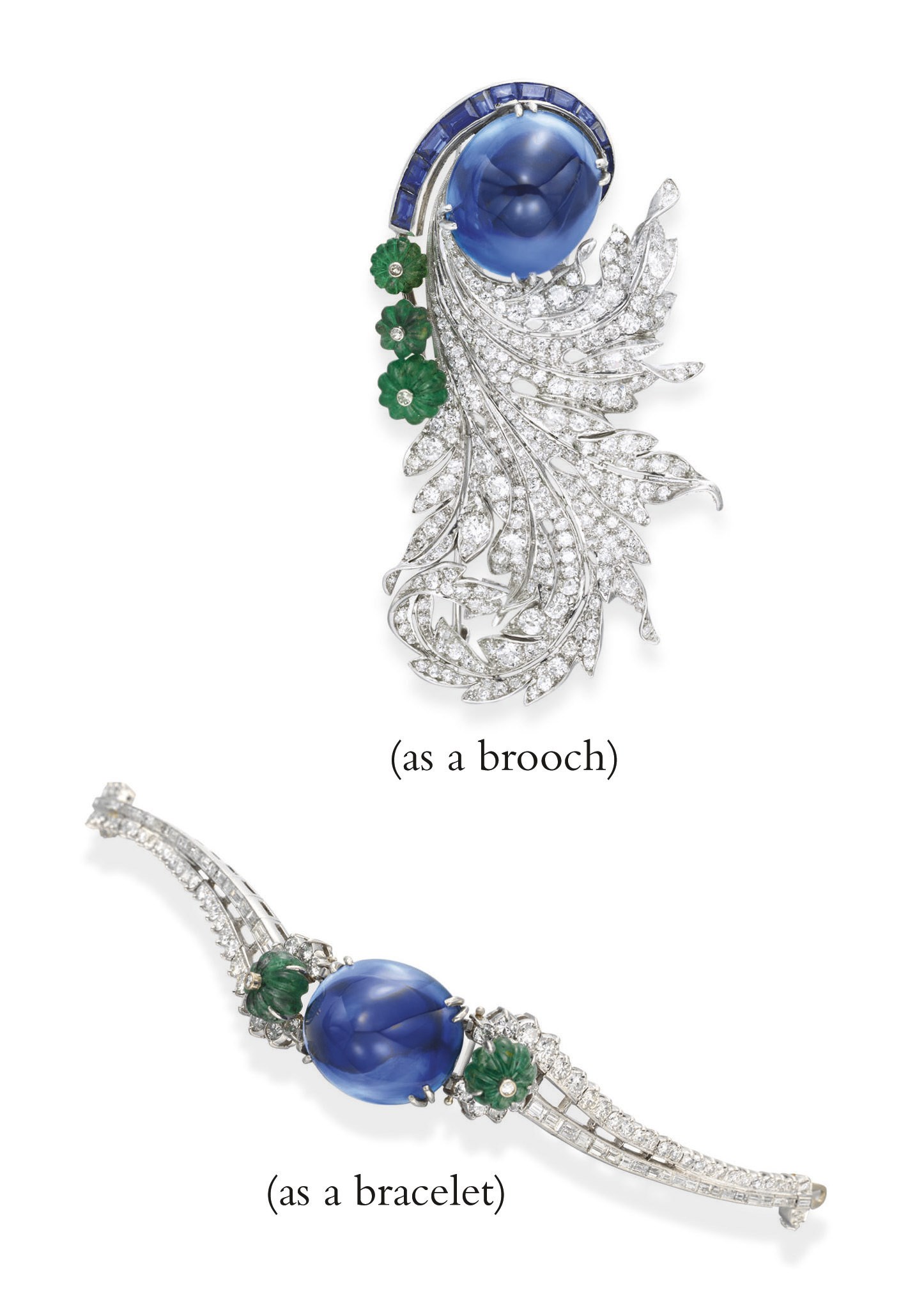 A DIAMOND, SAPPHIRE AND EMERALD BROOCH, BY PAUL FLATO
