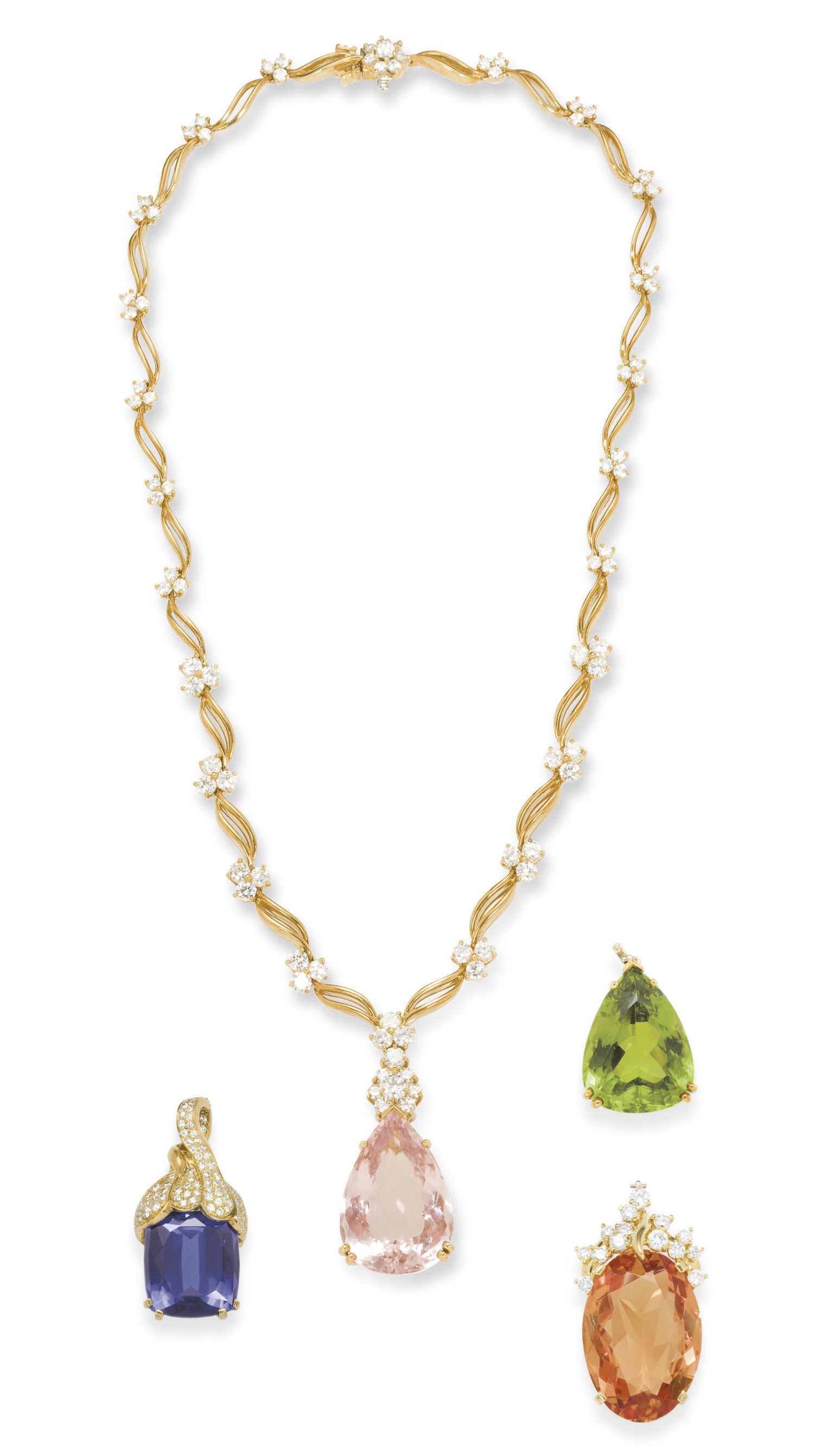 A DIAMOND AND MULTI-GEM PENDANT NECKLACE, BY KURT WAYNE