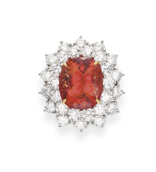 A TOPAZ AND DIAMOND RING, BY TIFFANY & CO.