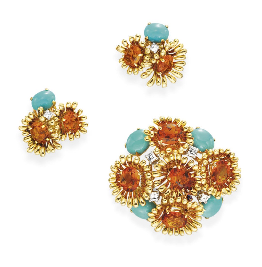 A SET OF CITRINE, TURQUIOSE, AND DIAMOND JEWELRY, BY JEAN SCHLUMBERGER, TIFFANY & CO.