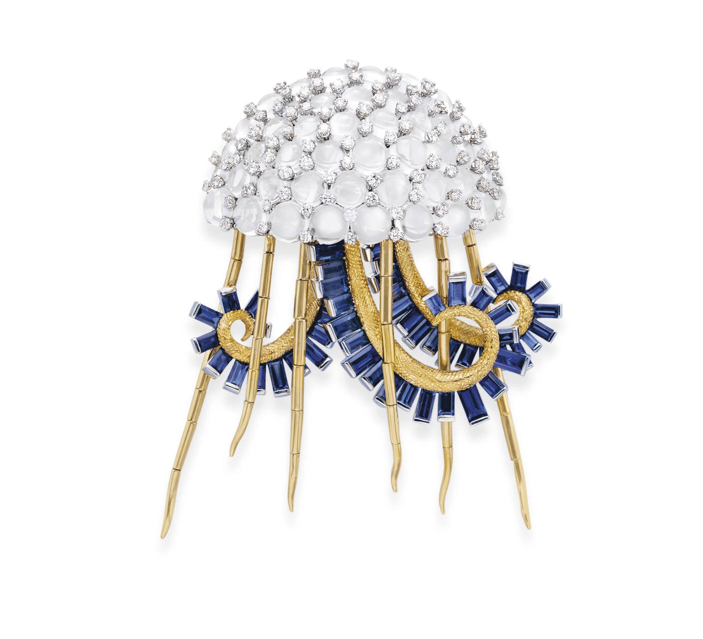 A MOONSTONE, SAPPHIRE AND DIAMOND "LA MEDUSE" BROOCH, BY JEAN SCHLUMBERGER, TIFFANY & CO.