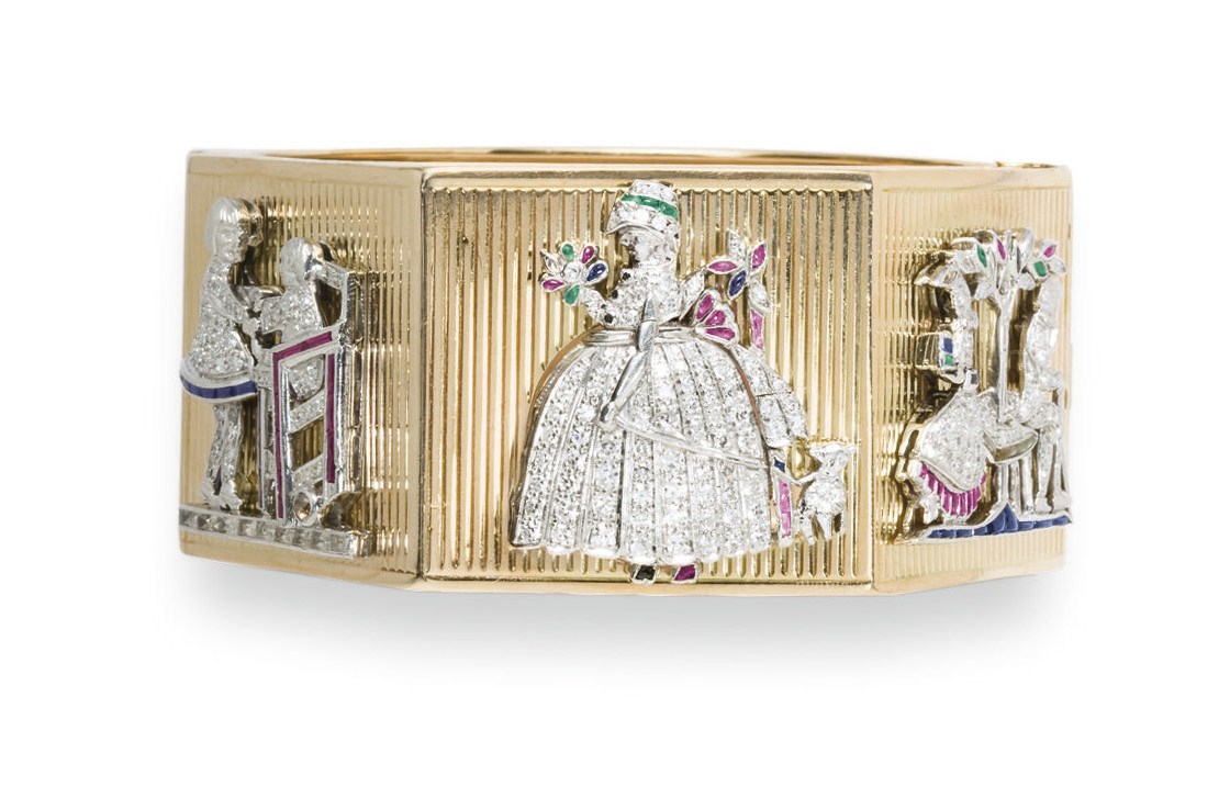 A GOLD, DIAMOND AND MULTI-GEM BRACELET