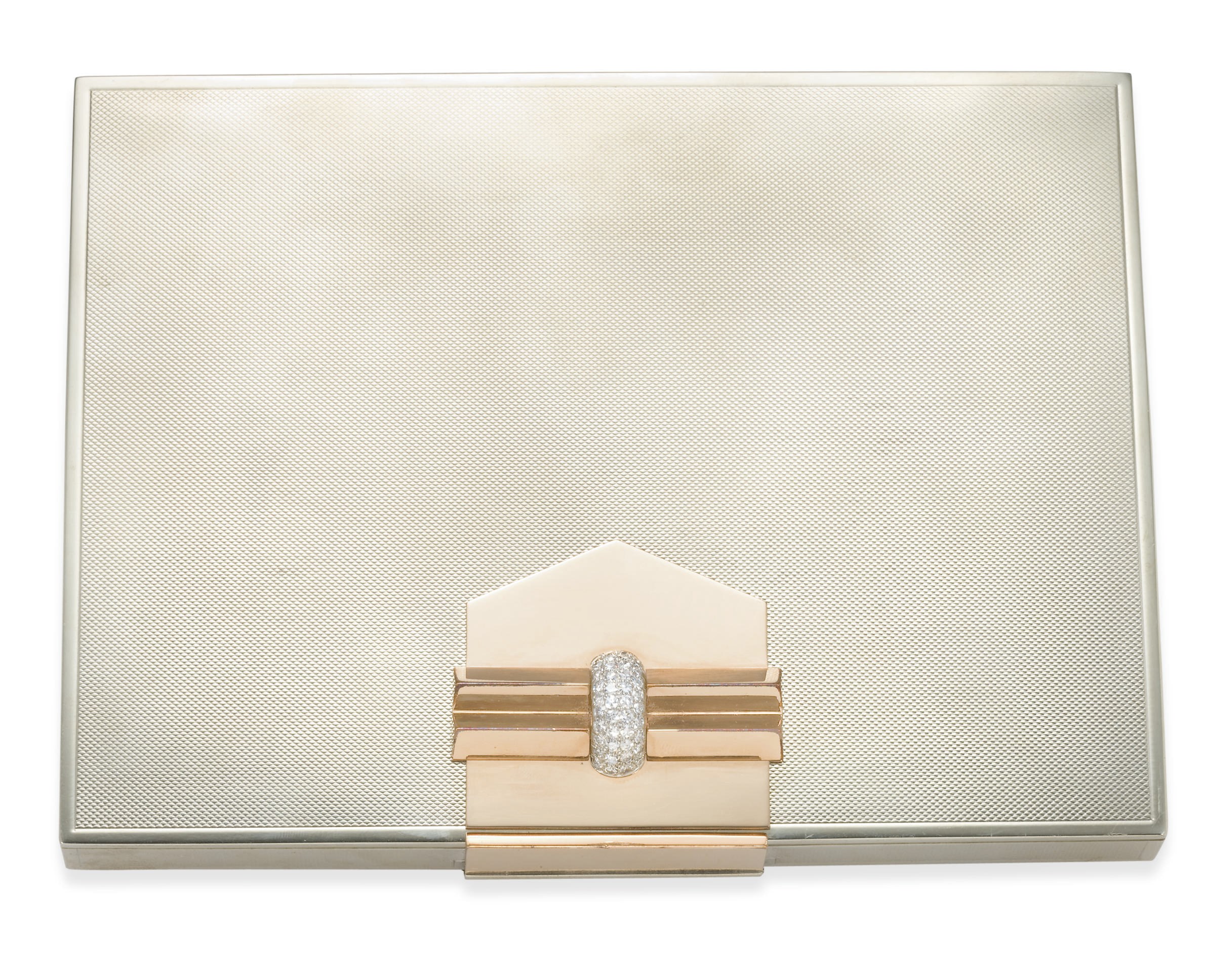 A RETRO STYPTOR, ROSE GOLD AND DIAMOND MINAUDIERE, BY VAN CLEEF & ARPELS