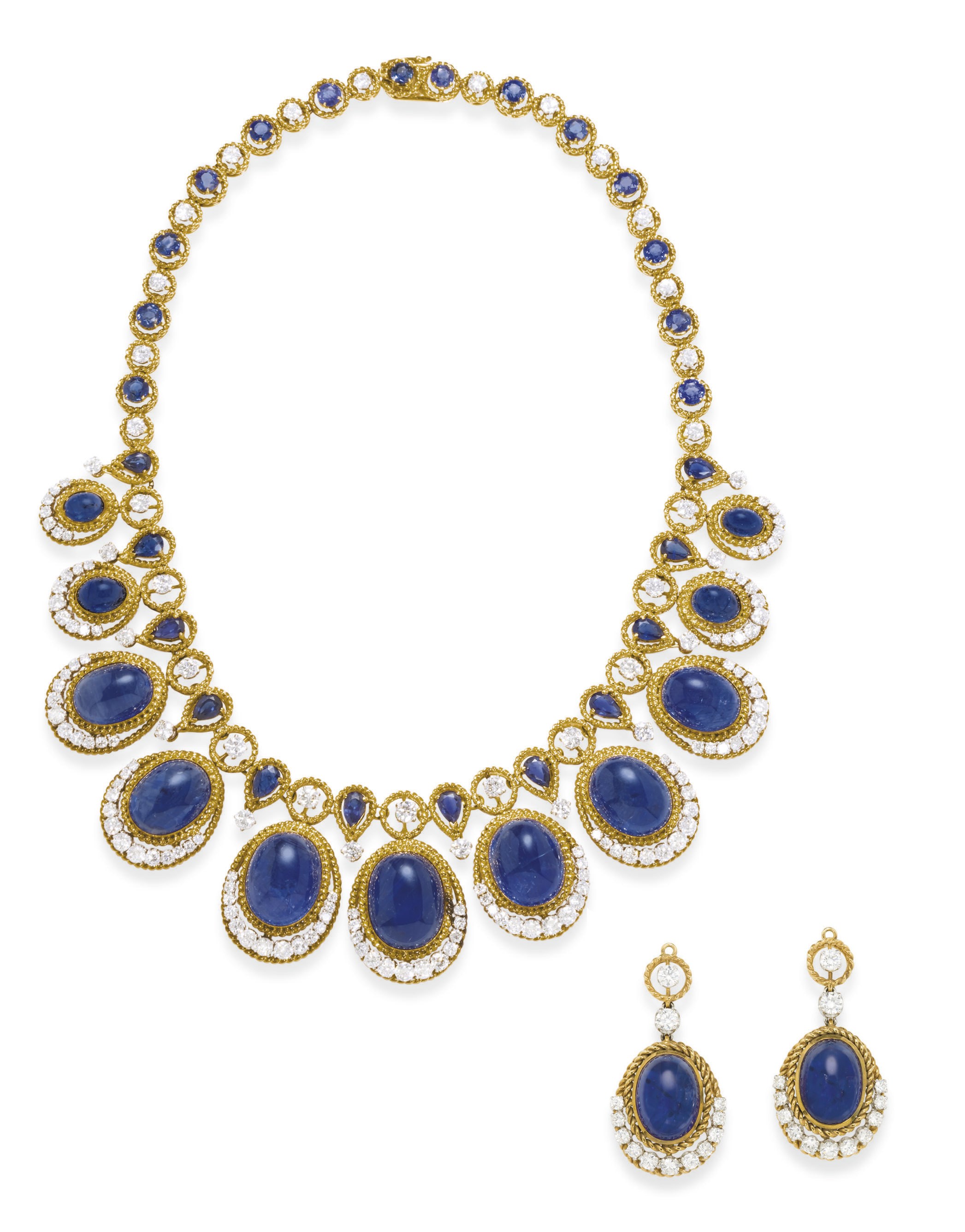 A SAPPHIRE AND DIAMOND NECKLACE, BY VAN CLEEF & ARPELS