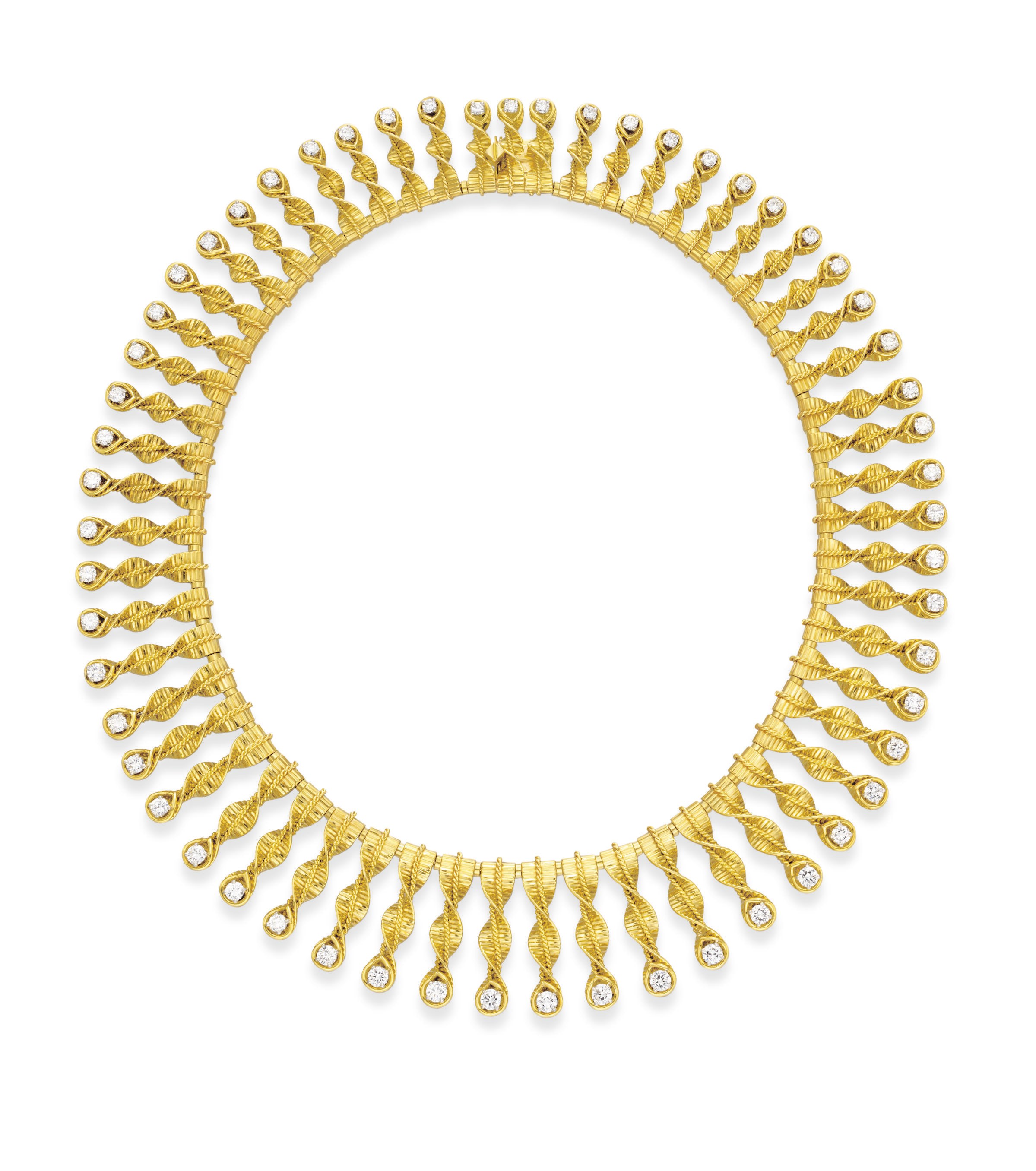 A DIAMOND AND GOLD NECKLACE, BY CARTIER