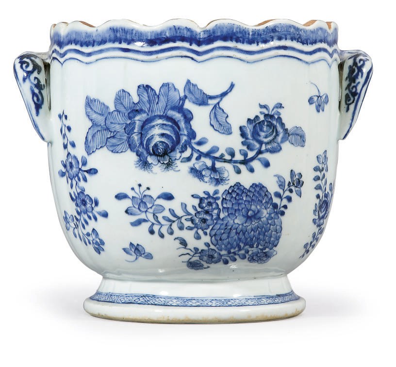 RAFRAICHISSOIR EN PORCELAINE BLEU BLANC