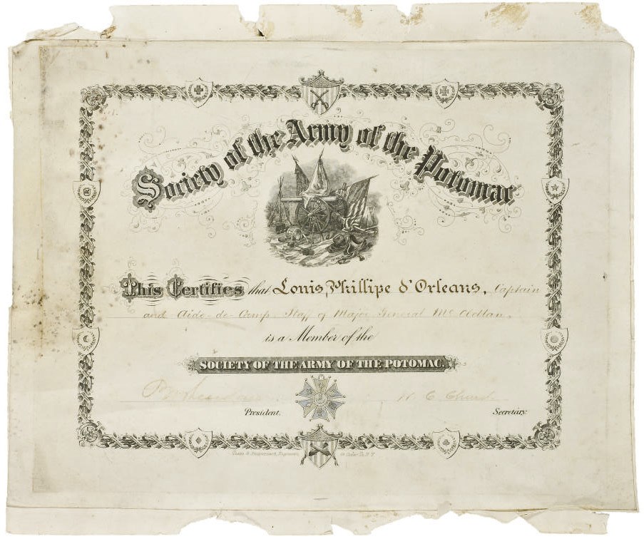 DEUX DIPLOMES DE LOUIS-PHILIPPE, PREMIER COMTE DE PARIS (1838-1894)