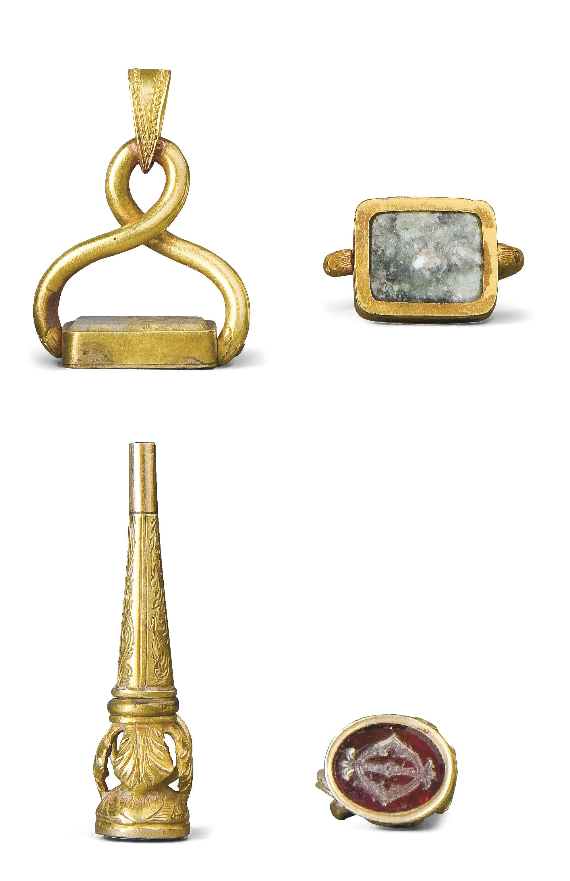 CLE DE MONTRE FORMANT PENDENTIF ET CACHET DE LA FIN DU XIXEME SIECLE