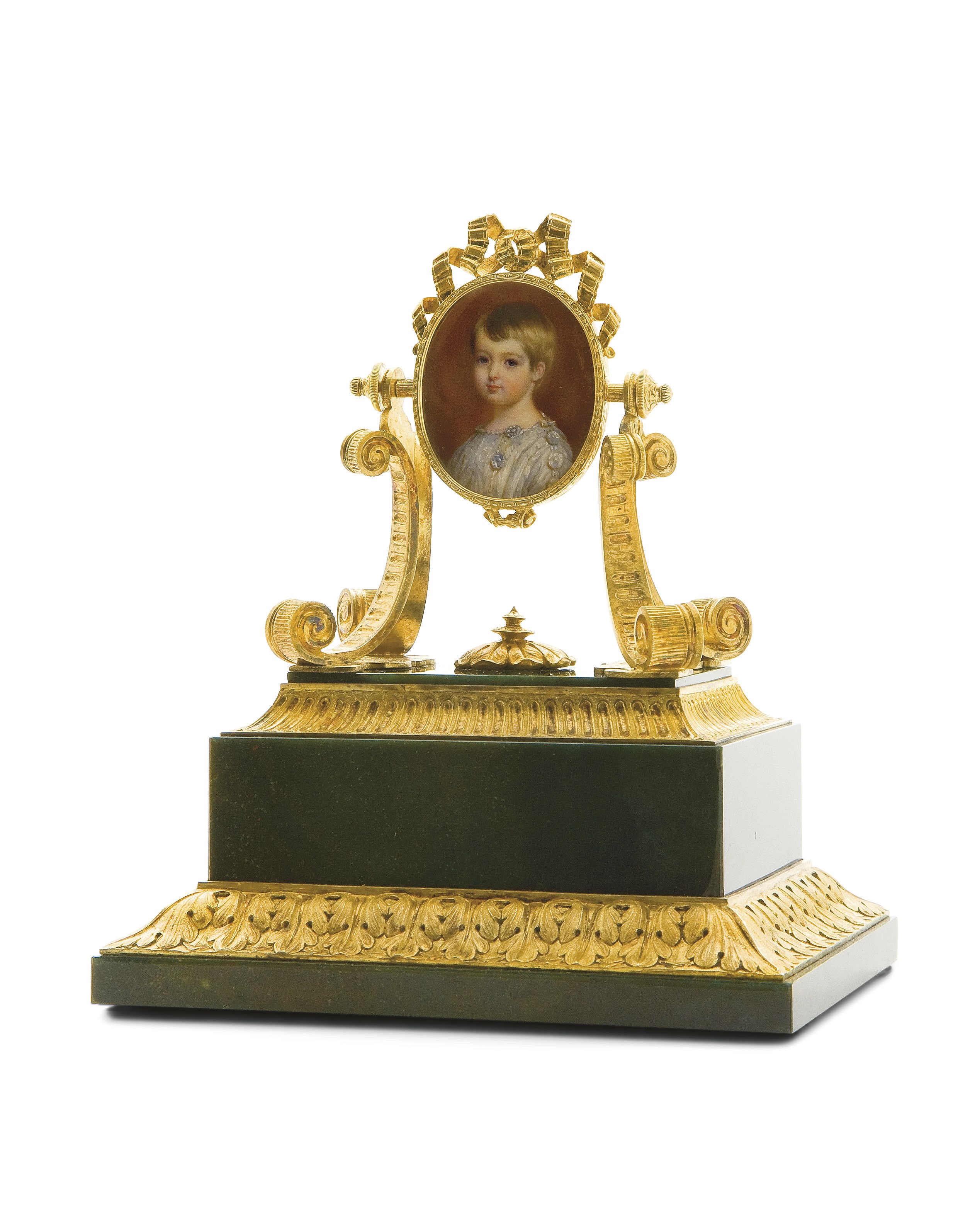 PRESSE-PAPIER AVEC MINIATURE OVALE SUR IVOIRE
