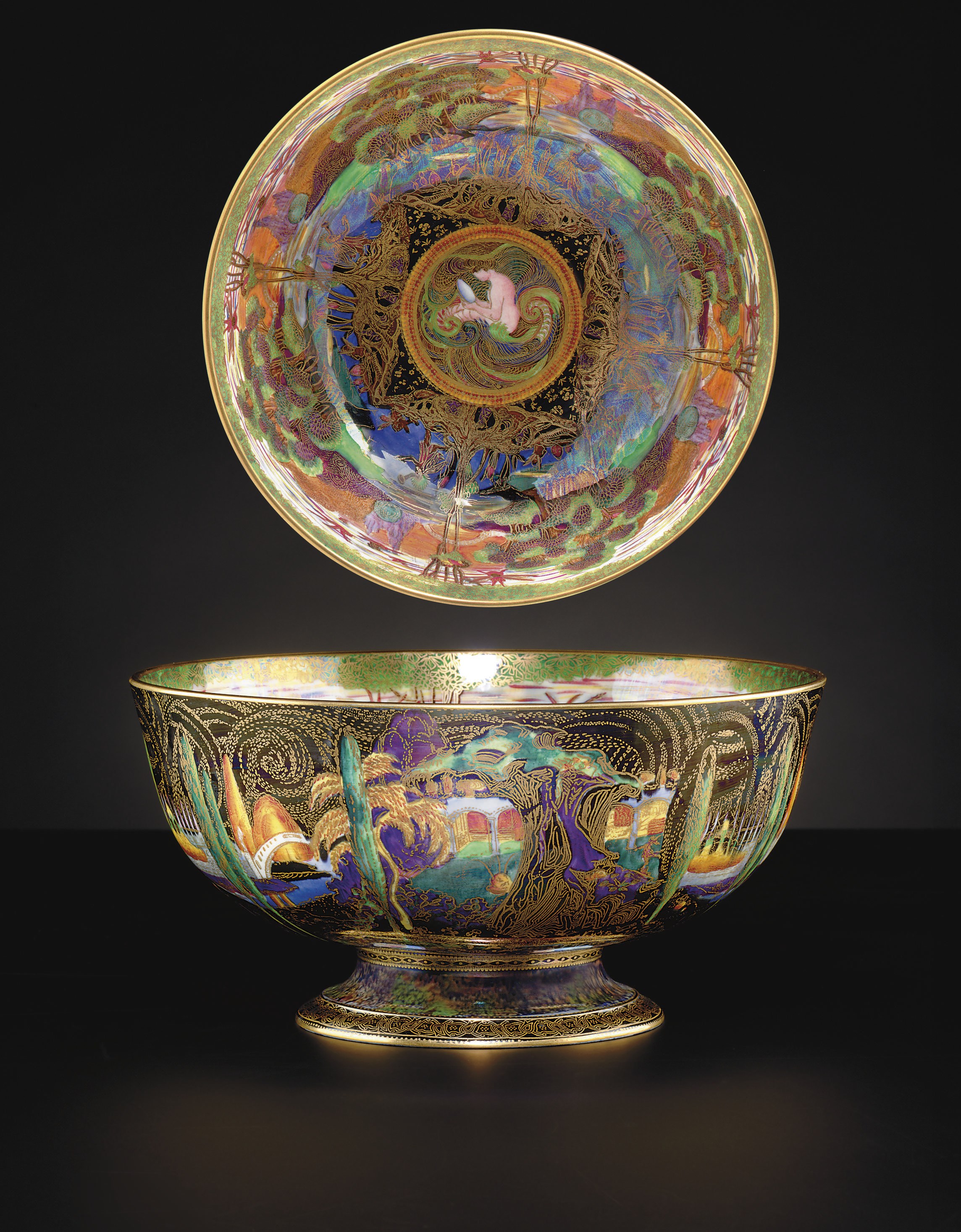 A WEDGWOOD FAIRYLAND LUSTRE PUNCH-BOWL
