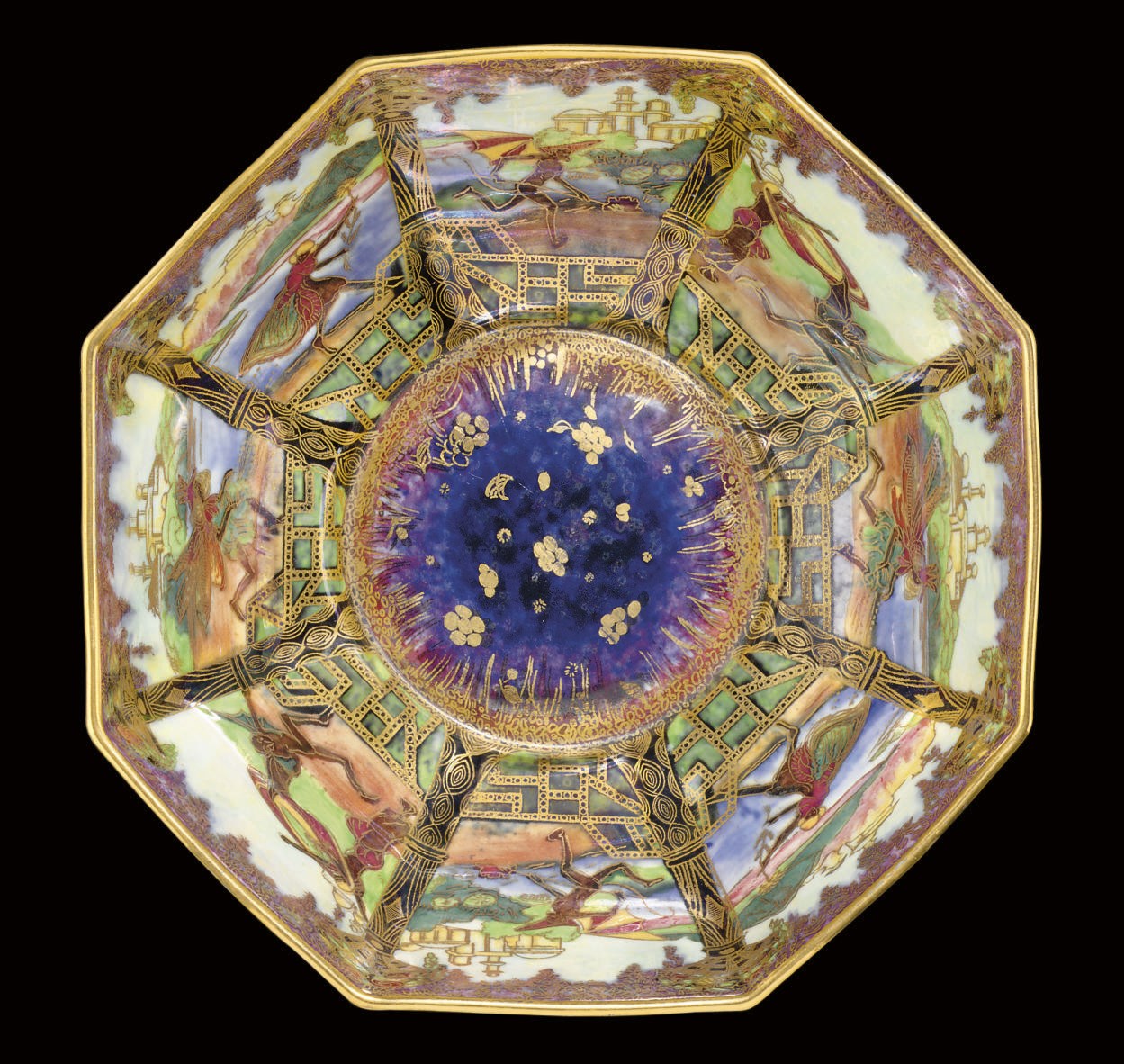 A WEDGWOOD FAIRYLAND LUSTRE OCTAGONAL BOWL