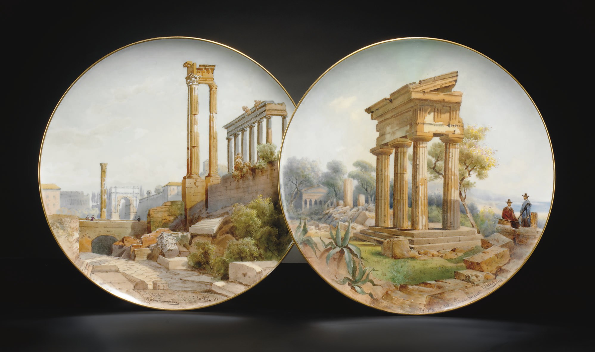 A PAIR OF BERLIN (K.P.M.) TOPOGRAPHICAL CHARGERS
