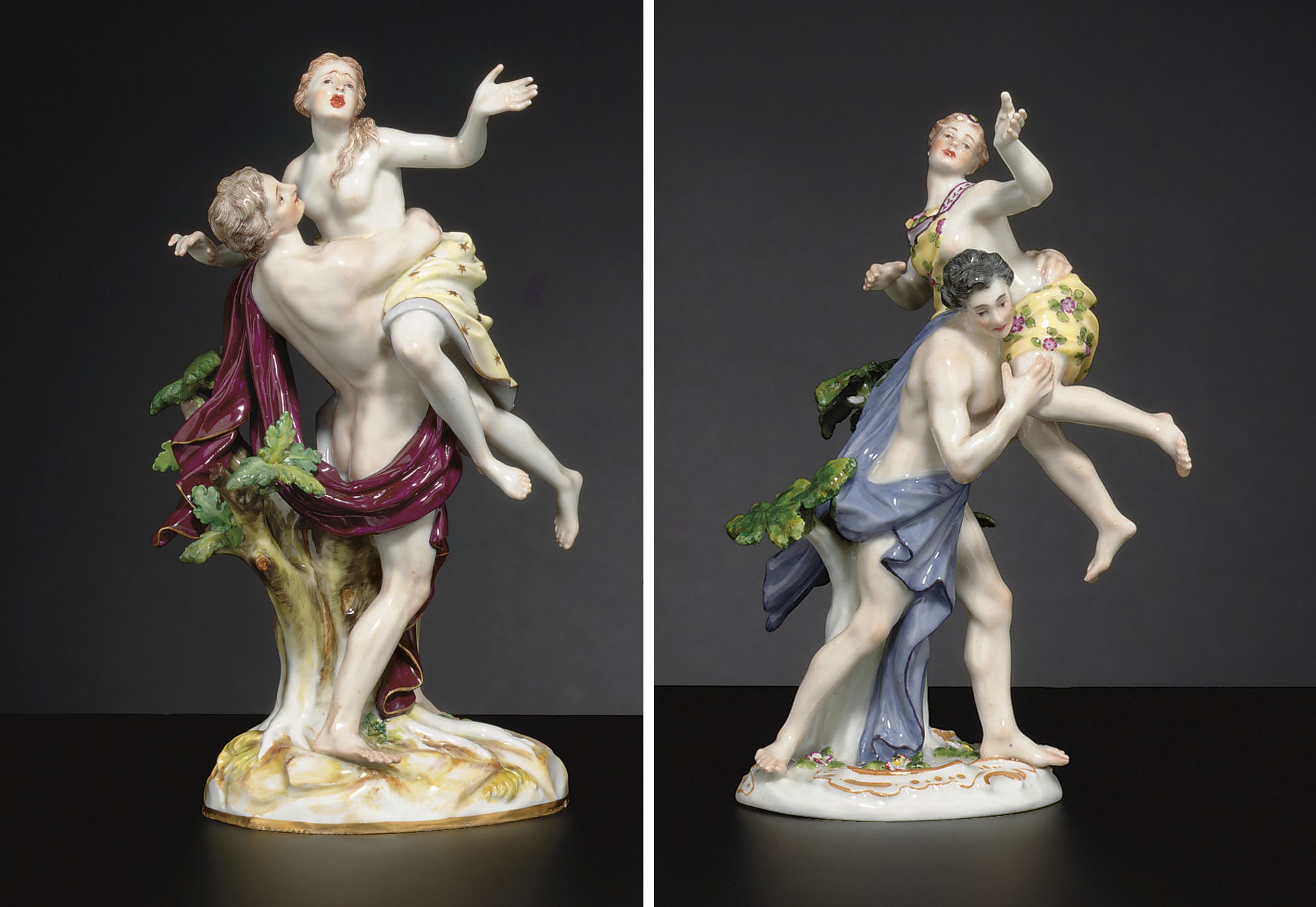 TWO MEISSEN FIGURE GROUPS OF BOREAS AND OREITHYIA