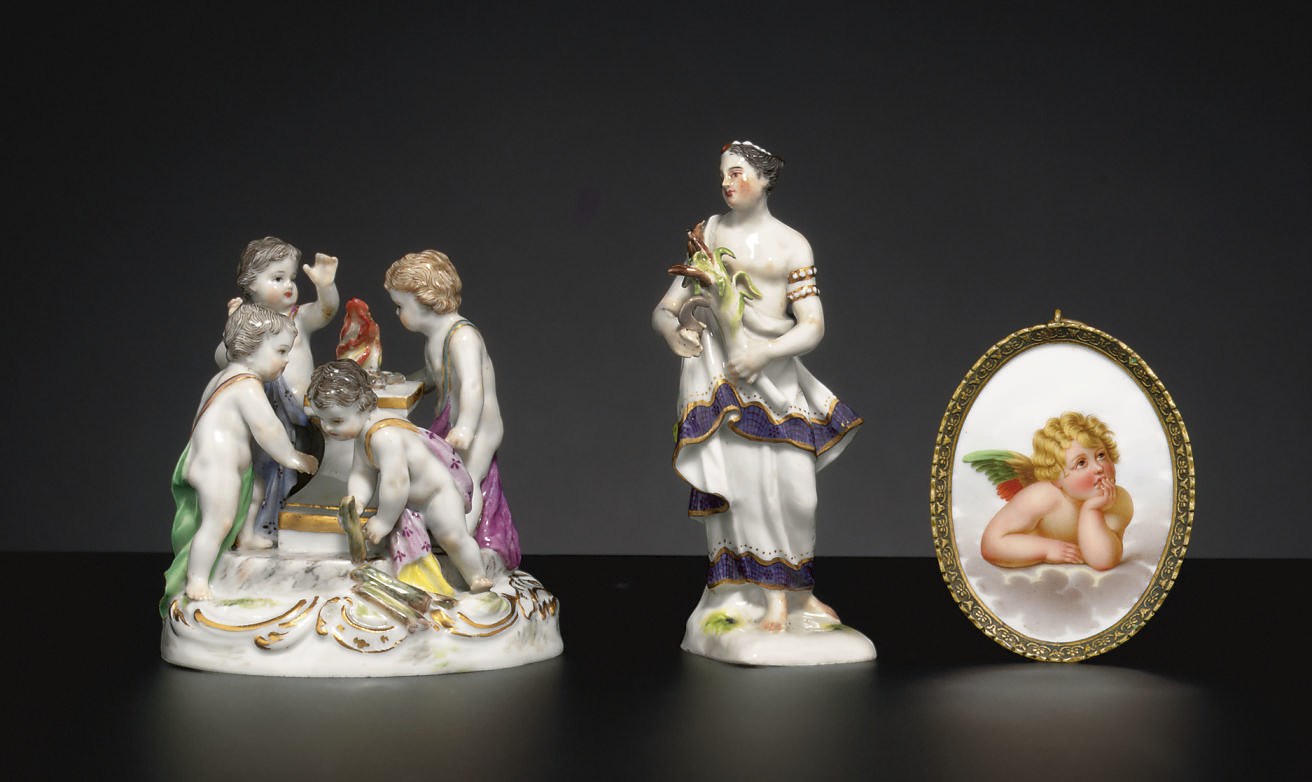THREE MEISSEN MINIATURE ITEMS