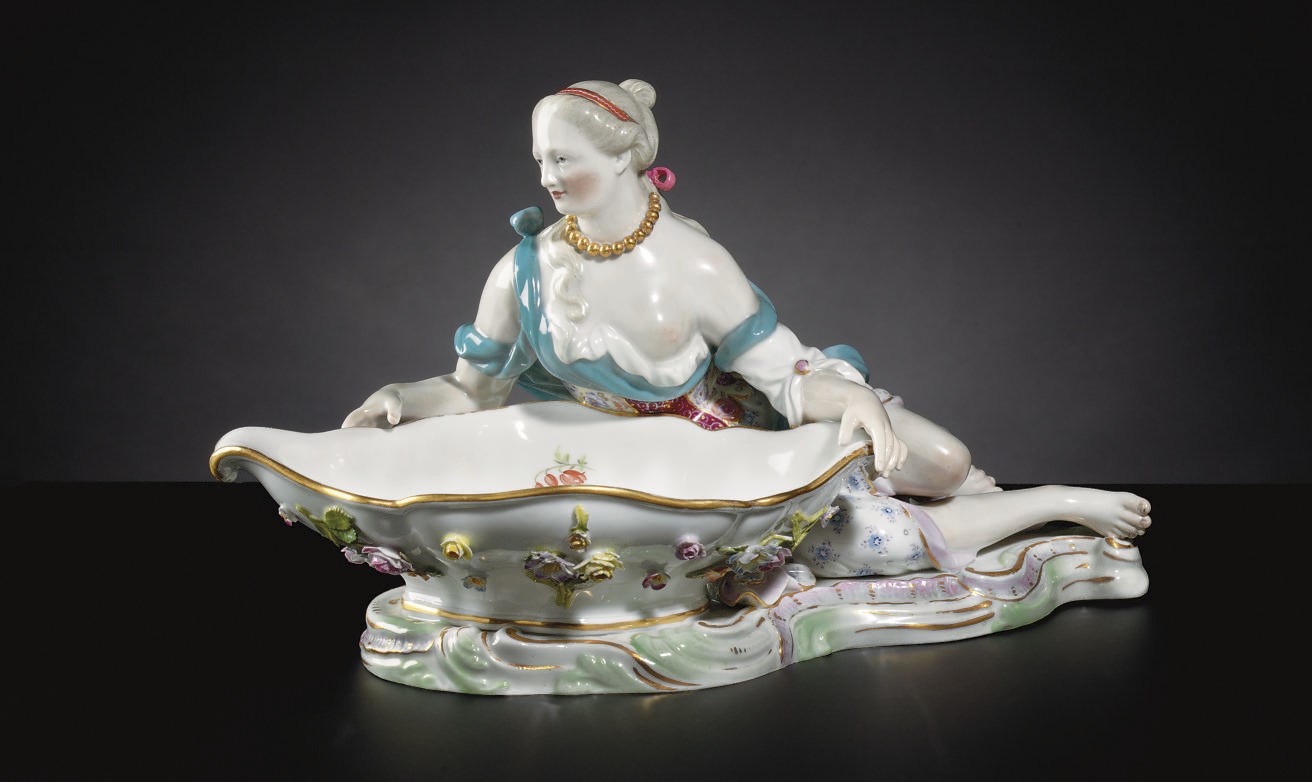 A MEISSEN FIGURAL SWEETMEAT DISH