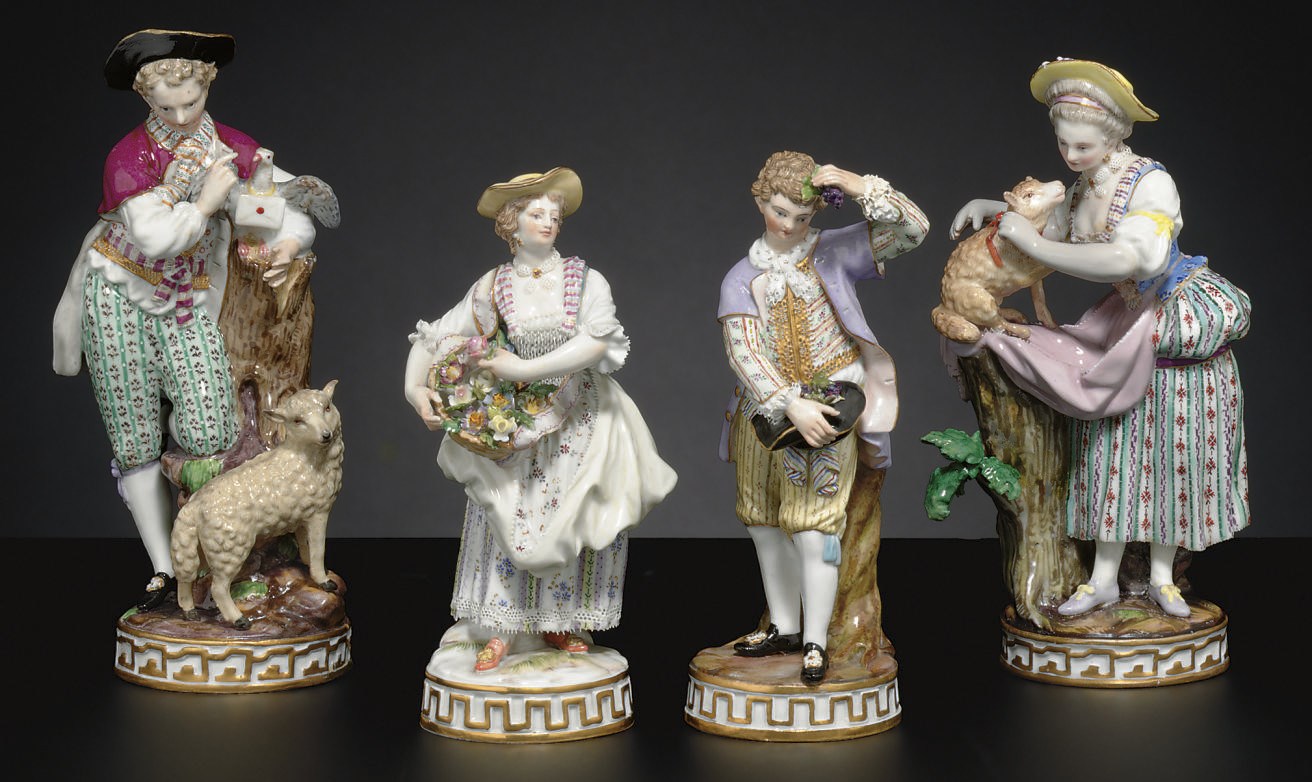 FOUR MEISSEN COMPANION FIGURES
