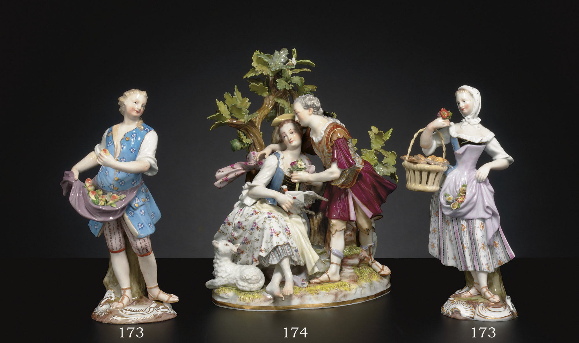 A MEISSEN FIGURE GROUP OF A WARRIOR AND A SHEPHERDESS
