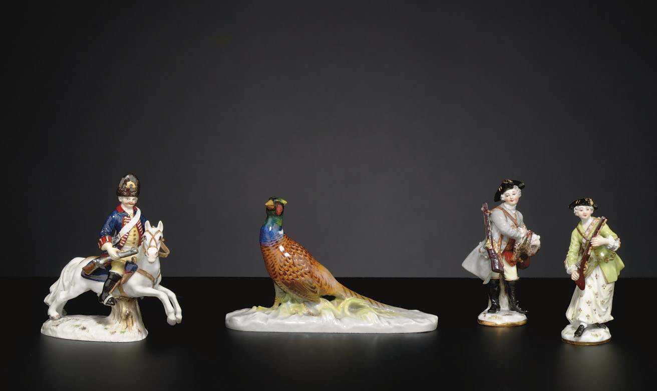 FOUR MINIATURE MEISSEN FIGURES