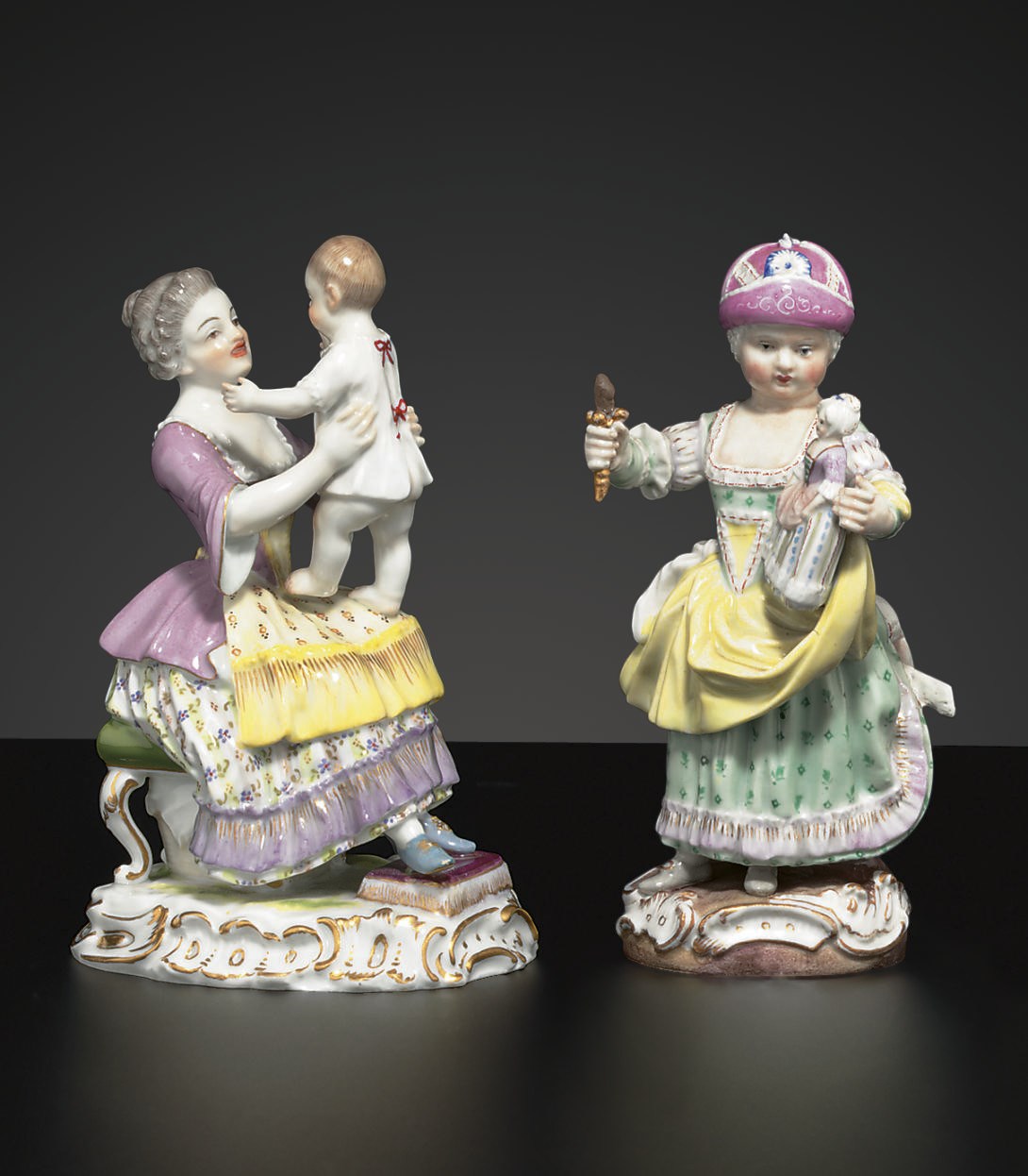 A MEISSEN MOTHER AND CHILD GROUP AND A MEISSEN FIGURE OF A YOUNG GIRL