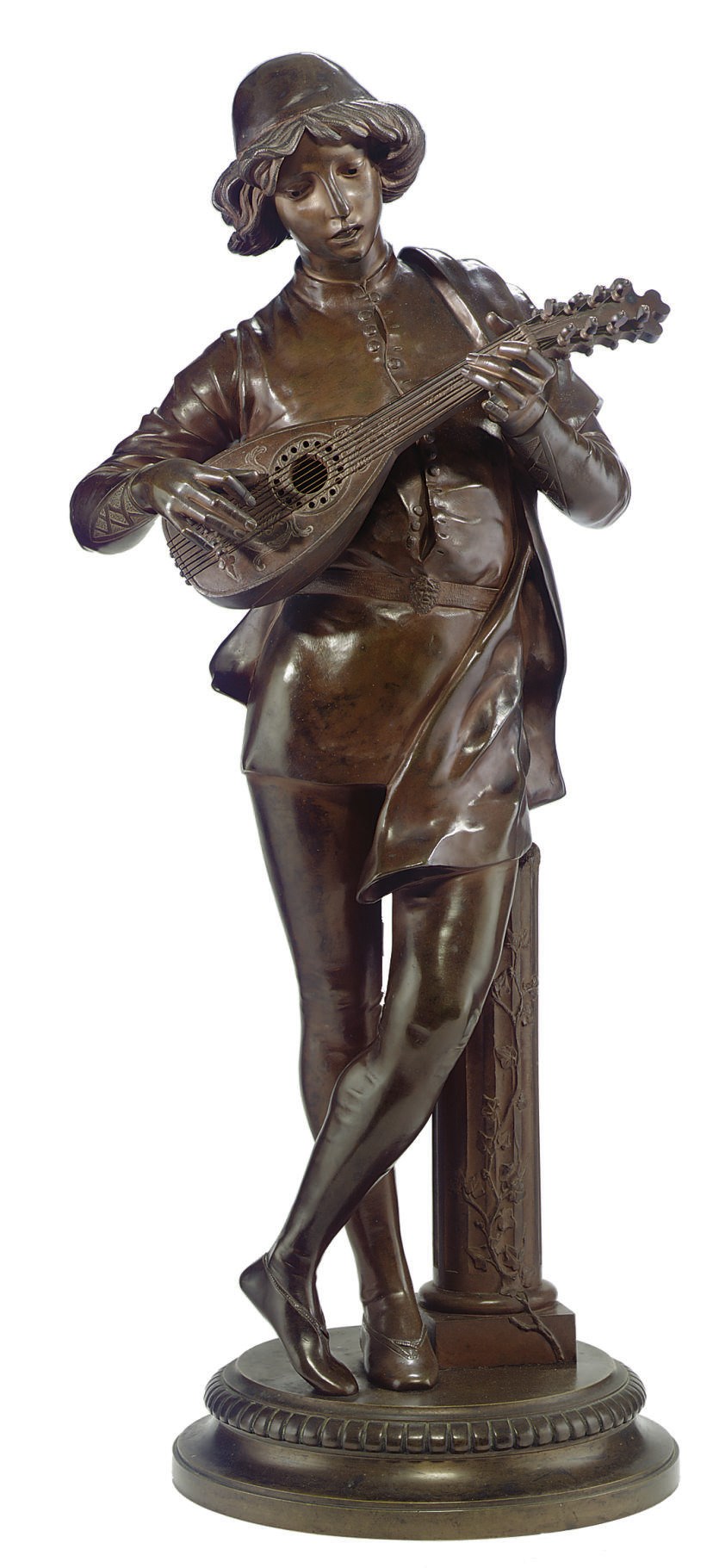 A FRENCH BRONZE FIGURE OF A LUTE PLAYER