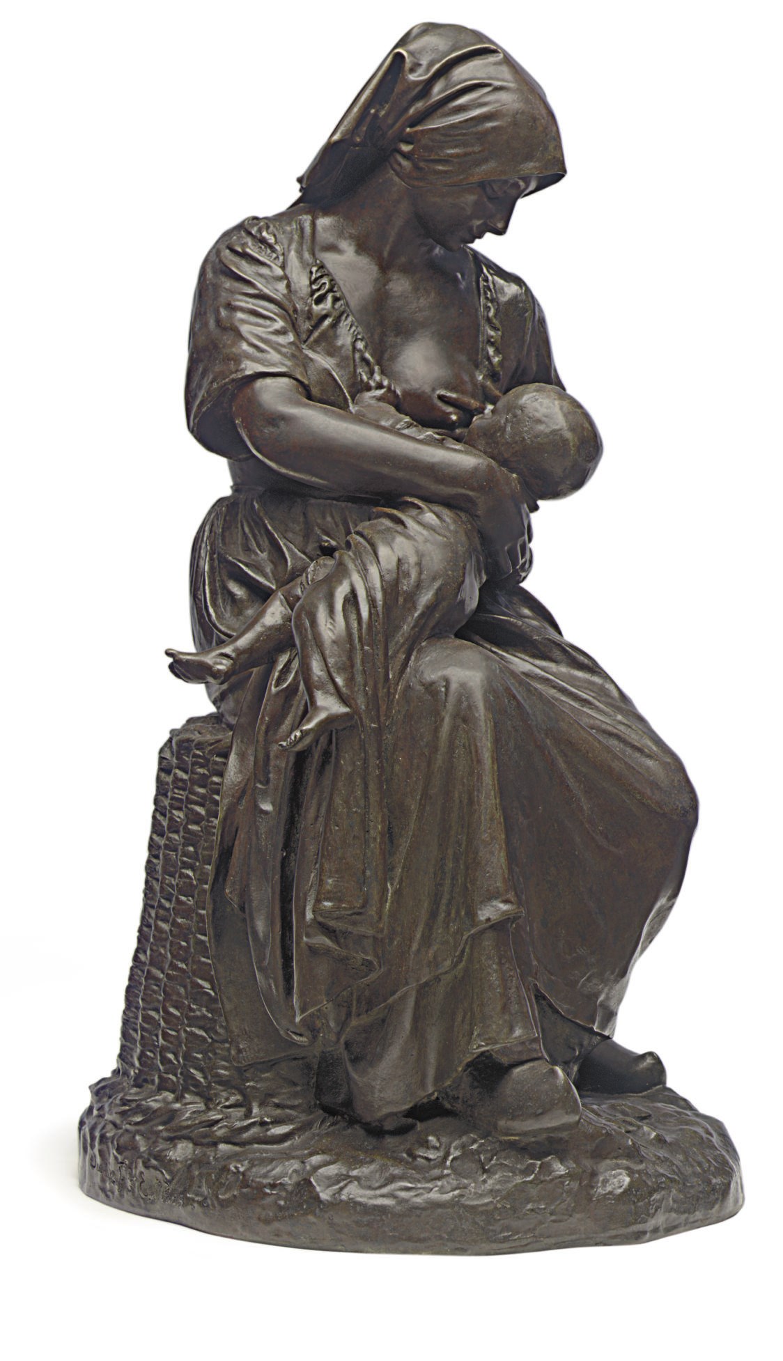 A FRENCH BRONZE FIGURAL GROUP ENTITLED 'MATERNITE'