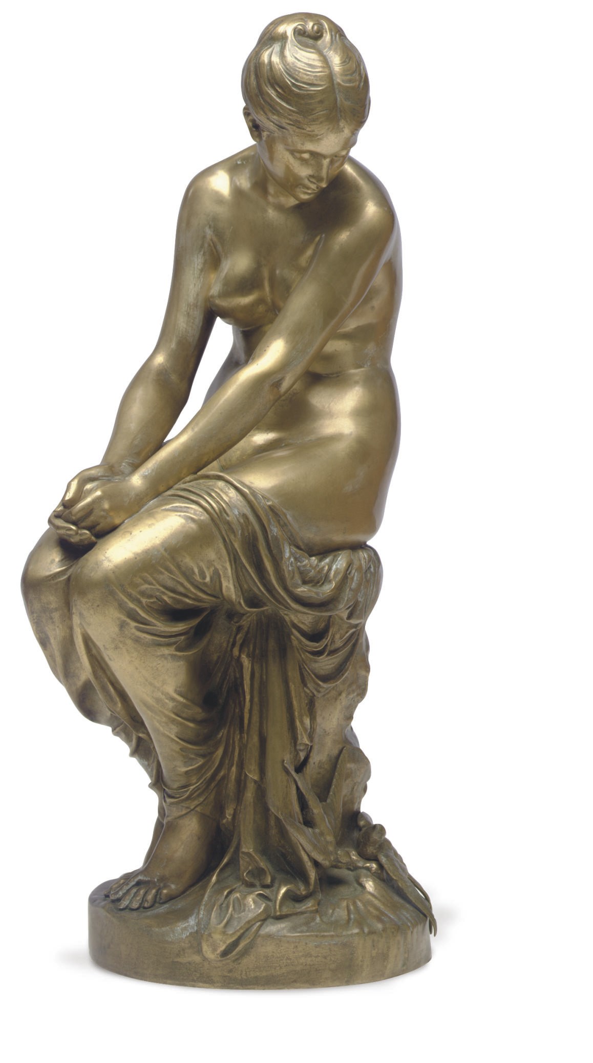 A FRENCH BRONZE FIGURE ENTITLED 'RETOUR DES HIRONDELLES'