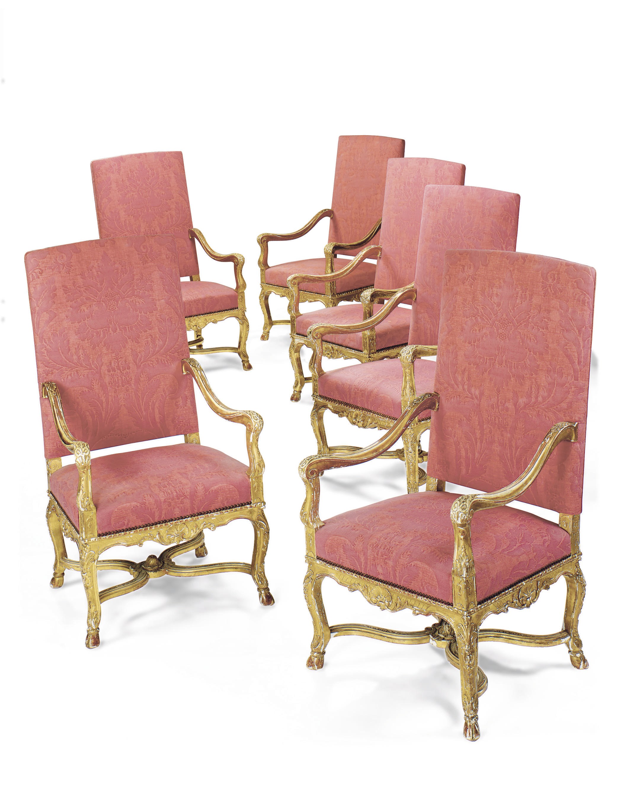 A SET OF SIX FRENCH GILTWOOD FAUTEUILS