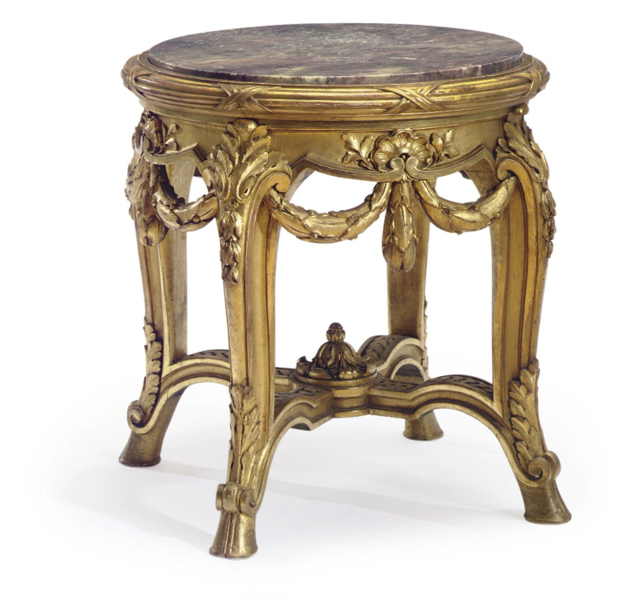 A FRENCH GILTWOOD AND MARBLE PORTE-POTICHE